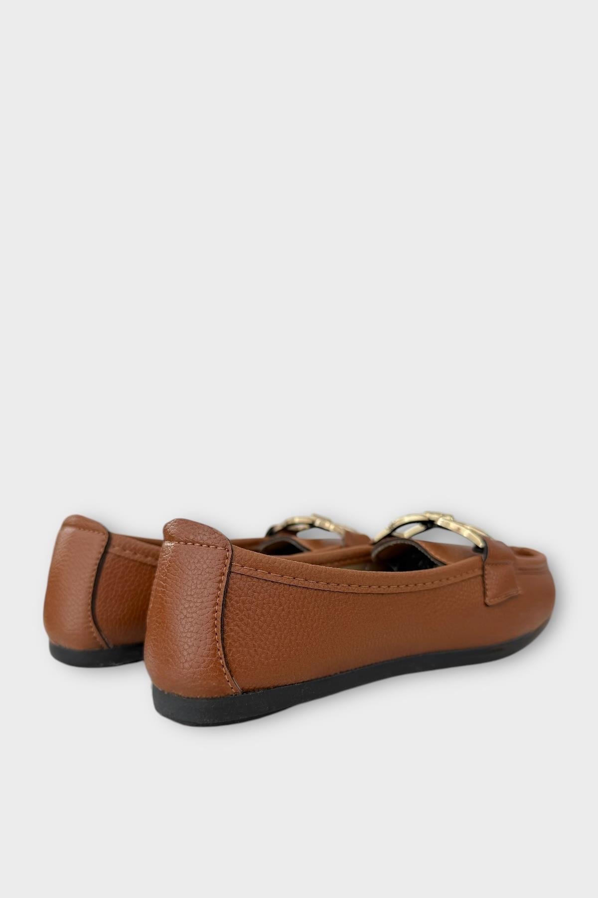 Kadın Tokalı Yumuşak Babet Ayakkabı KAHVERENGİ - Görsel 6