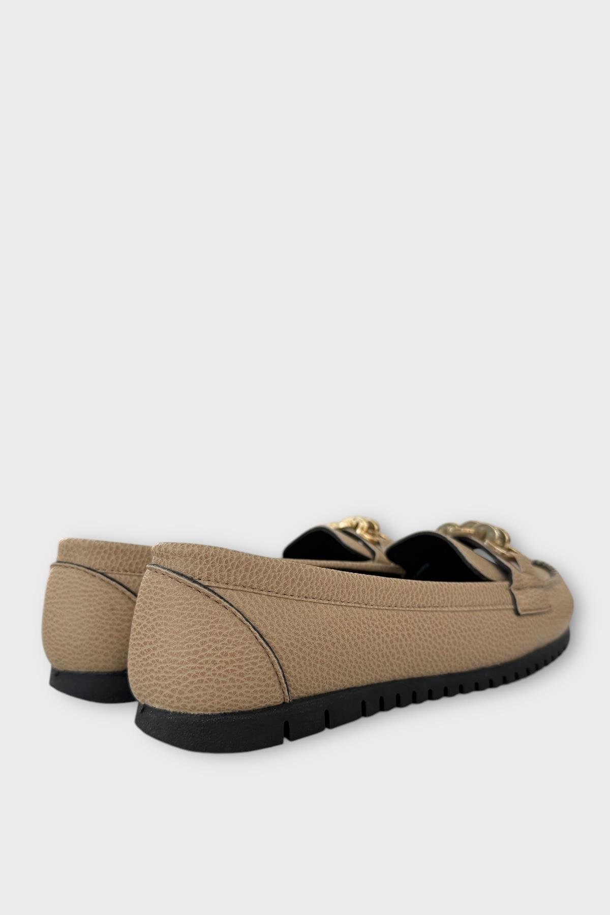 Kadın Tokalı Yumuşak Babet Ayakkabı BEJ - Görsel 6