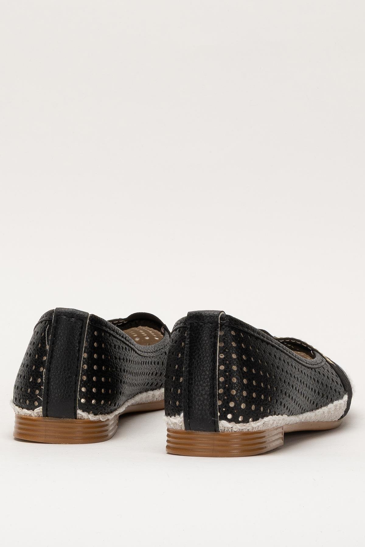 Kadın Yazlık Düz Taban Espadril Babet Ayakkabı SİYAH - Görsel 5