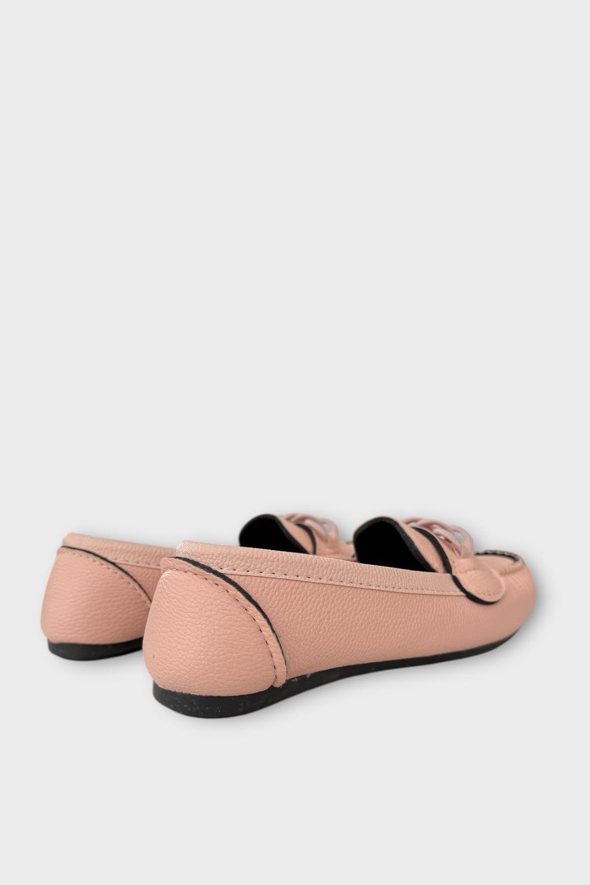 Kadın Tokalı Yumuşak Babet Ayakkabı PUDRA - Görsel 6