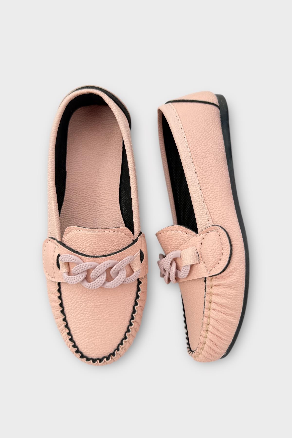 Kadın Tokalı Yumuşak Babet Ayakkabı PUDRA - Görsel 7