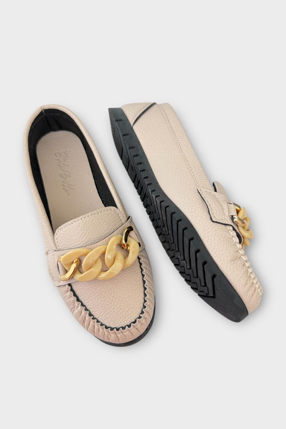 Kadın Tokalı Yumuşak Babet Ayakkabı VİZON - Görsel 5