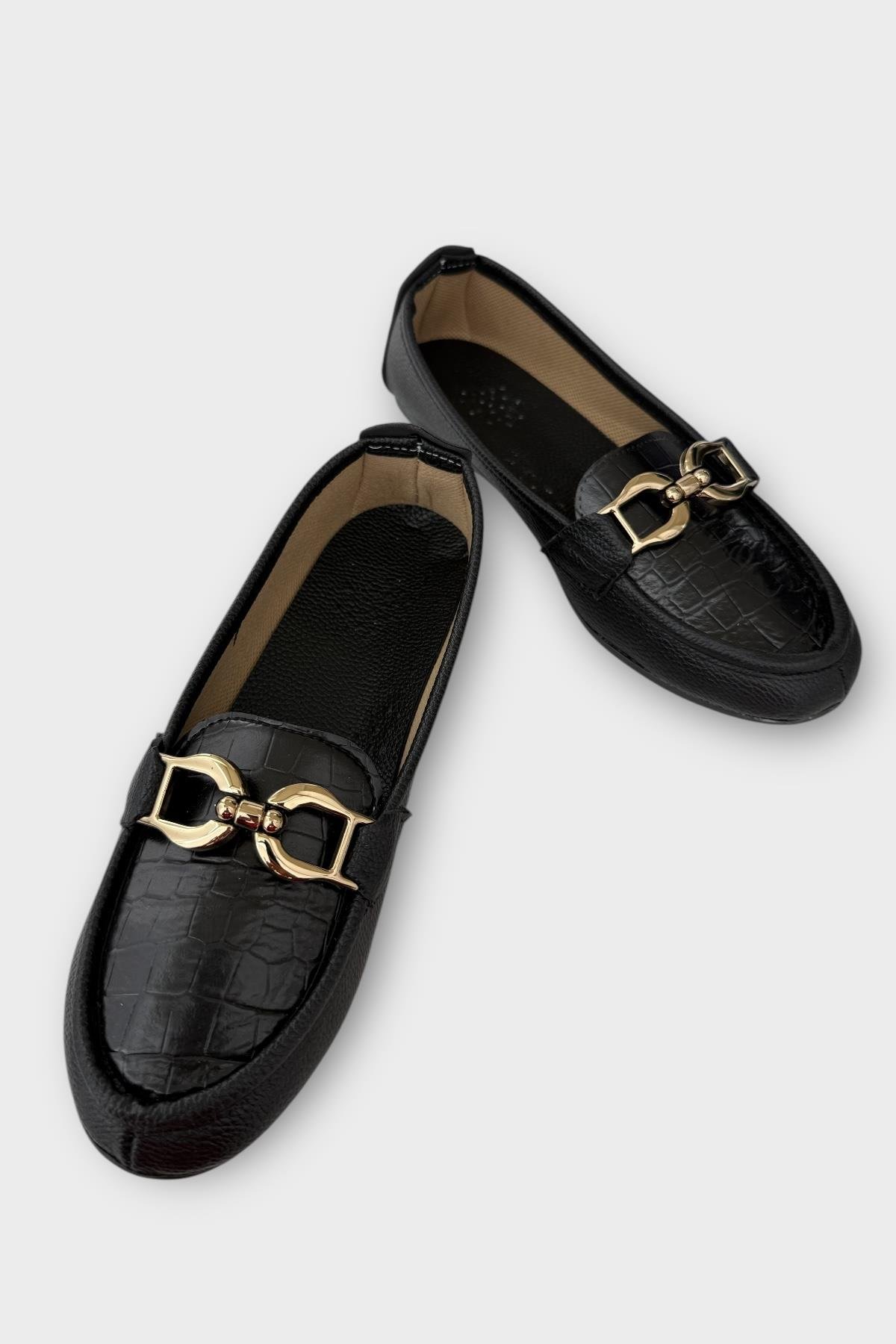 Kadın Tokalı Babet Ayakkabı SİYAH - Görsel 4