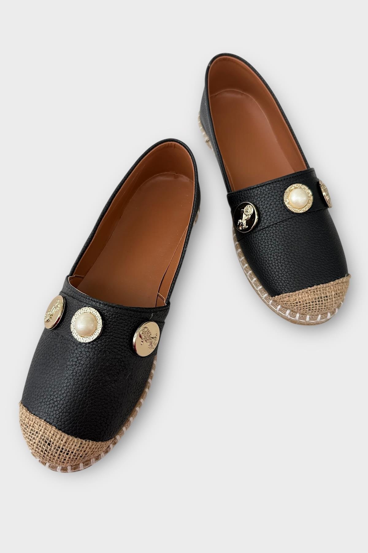 Kadın Espadril Tokalı Babet Ayakkabı SİYAH - Görsel 4