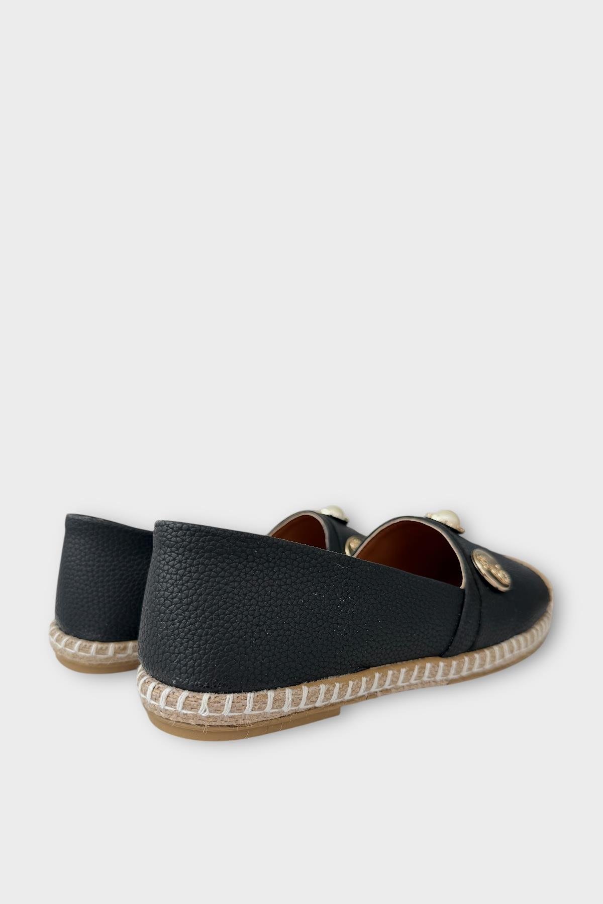Kadın Espadril Tokalı Babet Ayakkabı SİYAH - Görsel 6