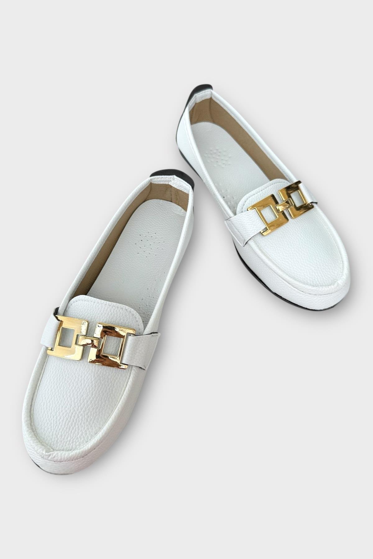 Kadın Tokalı Babet Ayakkabı BEYAZ - Görsel 4