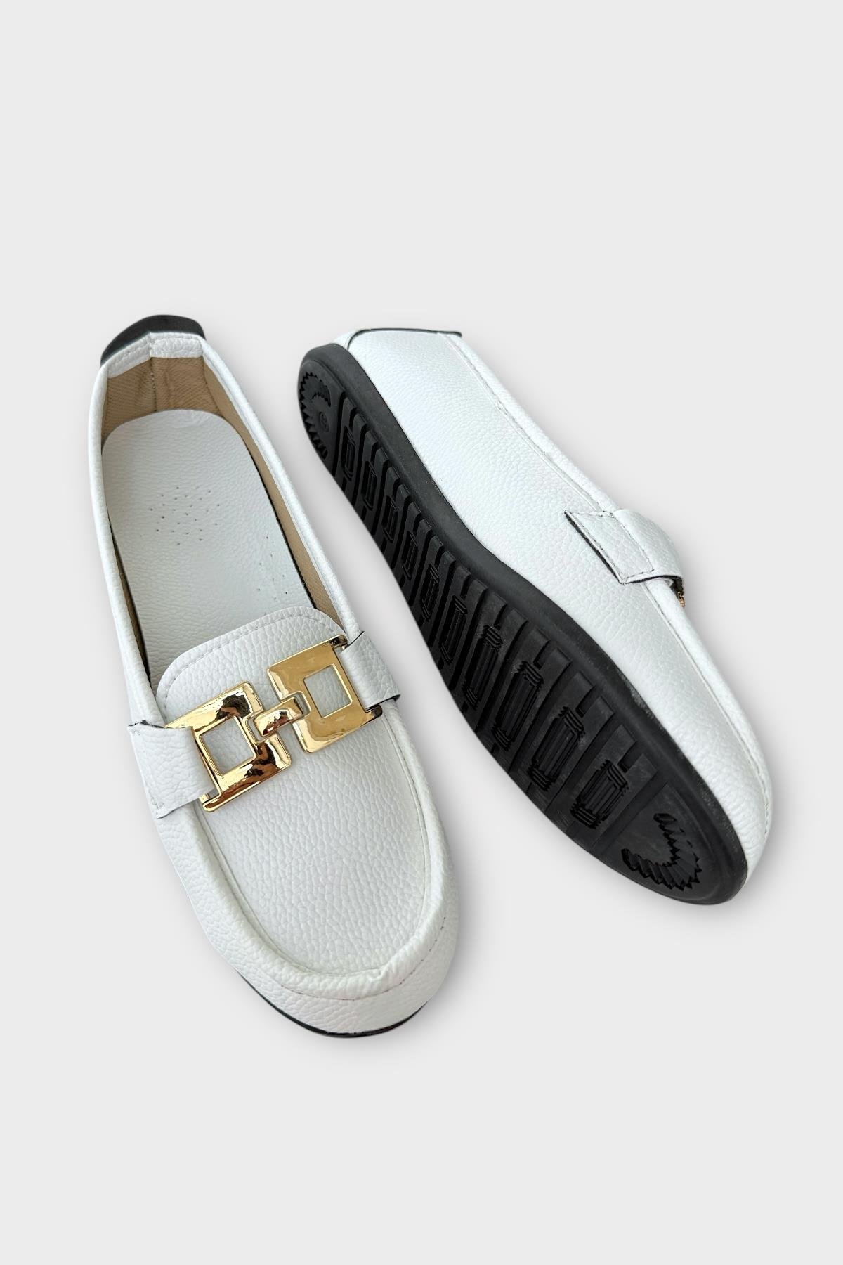 Kadın Tokalı Babet Ayakkabı BEYAZ - Görsel 5