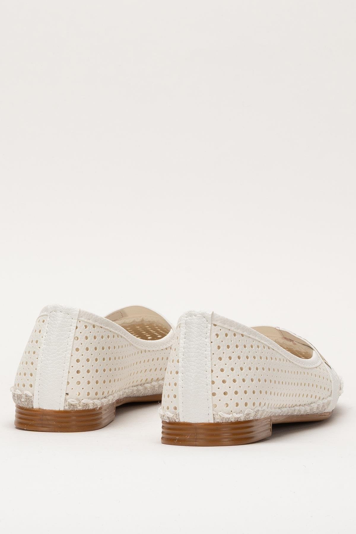 Kadın Yazlık Düz Taban Espadril Babet Ayakkabı BEYAZ - Görsel 6