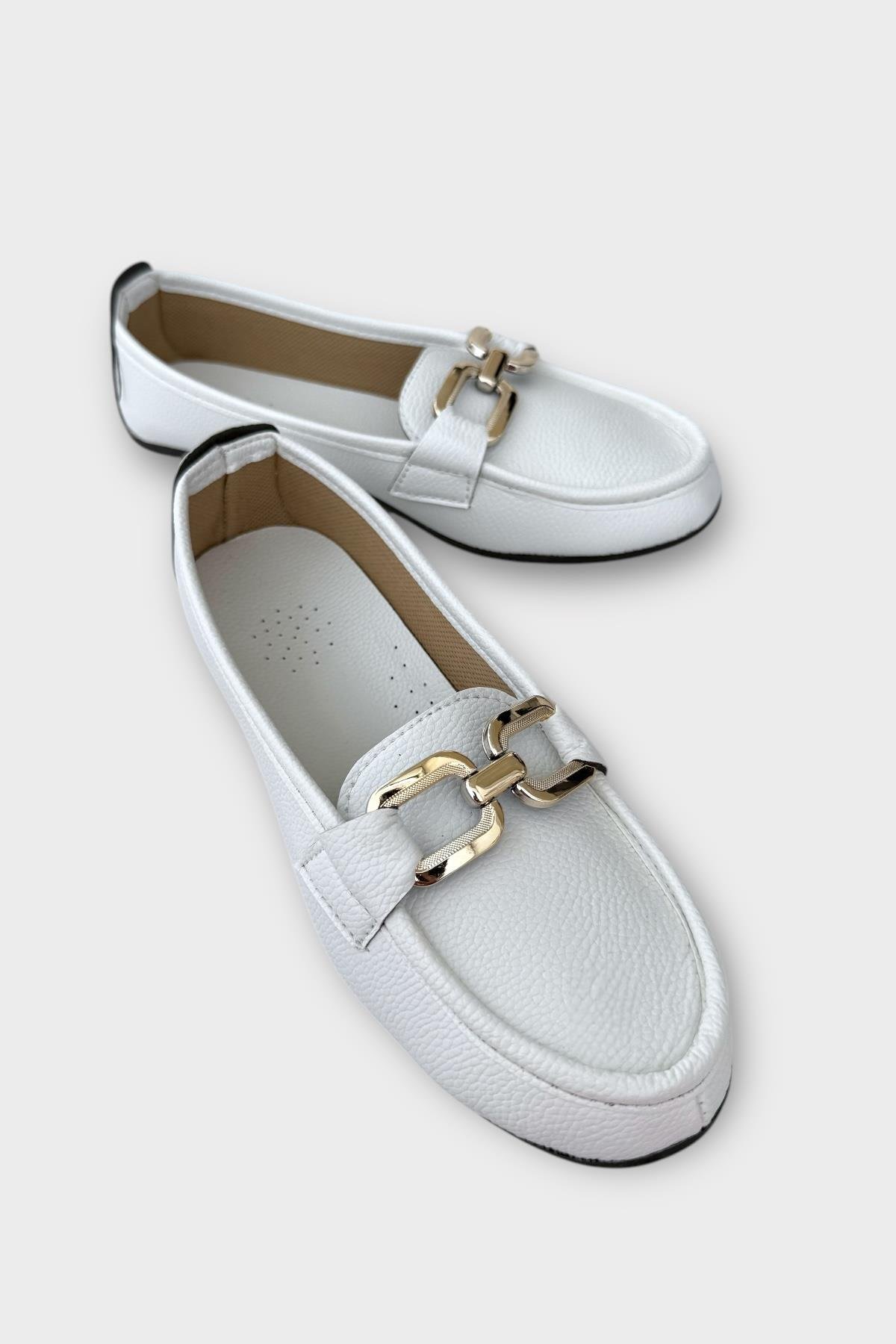 Kadın Tokalı Babet Ayakkabı BEYAZ - Görsel 3