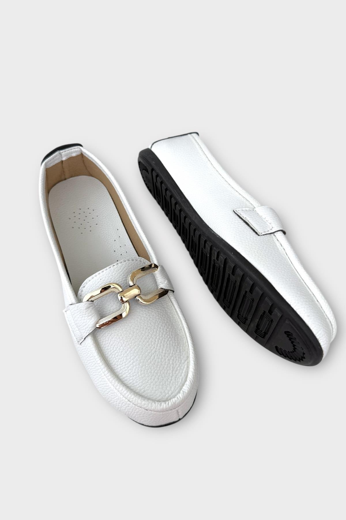 Kadın Tokalı Babet Ayakkabı BEYAZ - Görsel 5