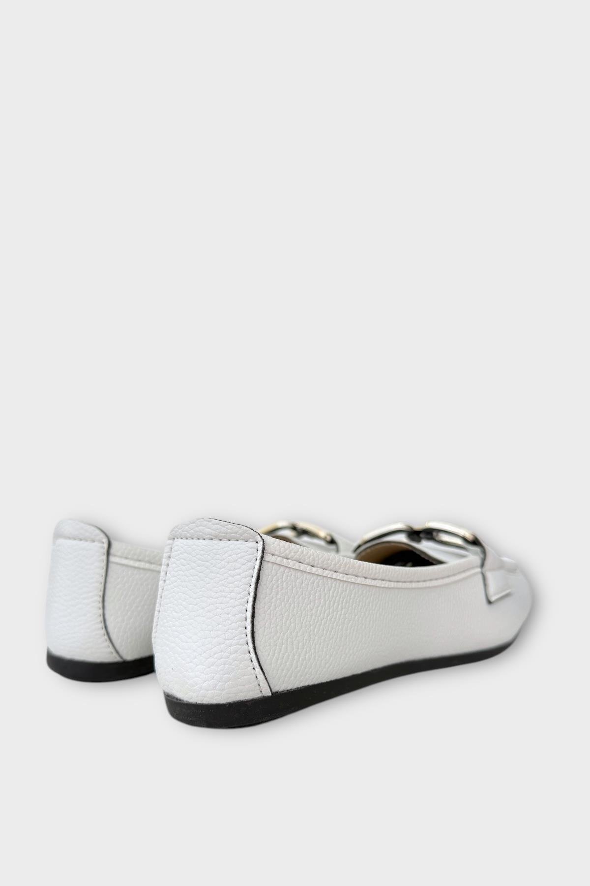Kadın Tokalı Babet Ayakkabı BEYAZ - Görsel 6