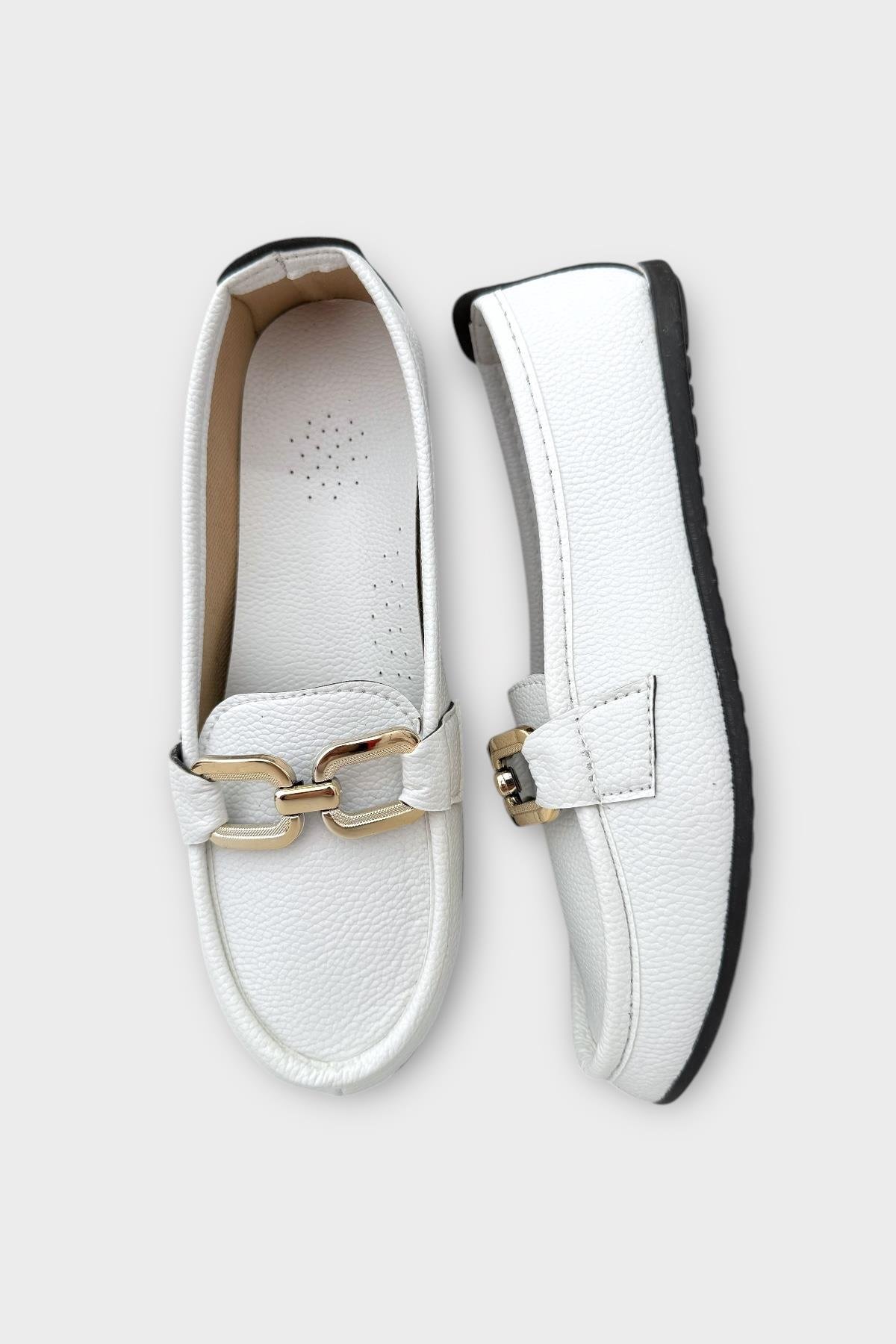 Kadın Tokalı Babet Ayakkabı BEYAZ - Görsel 7