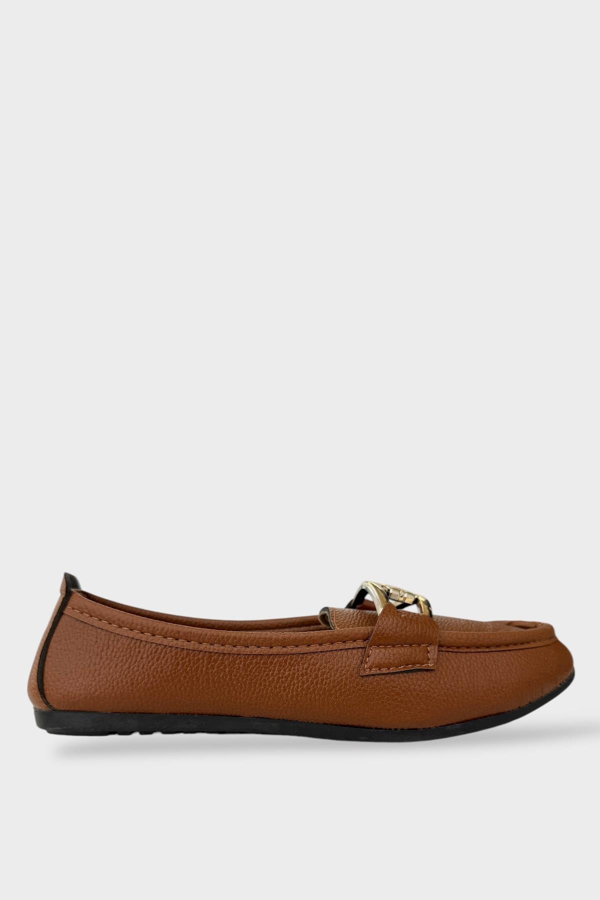 Kadın Tokalı Babet Ayakkabı TABA - Görsel 2