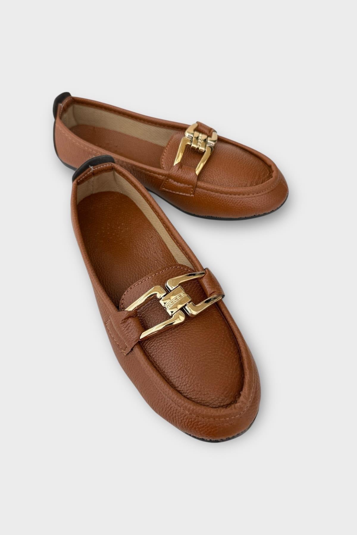 Kadın Tokalı Babet Ayakkabı TABA - Görsel 3