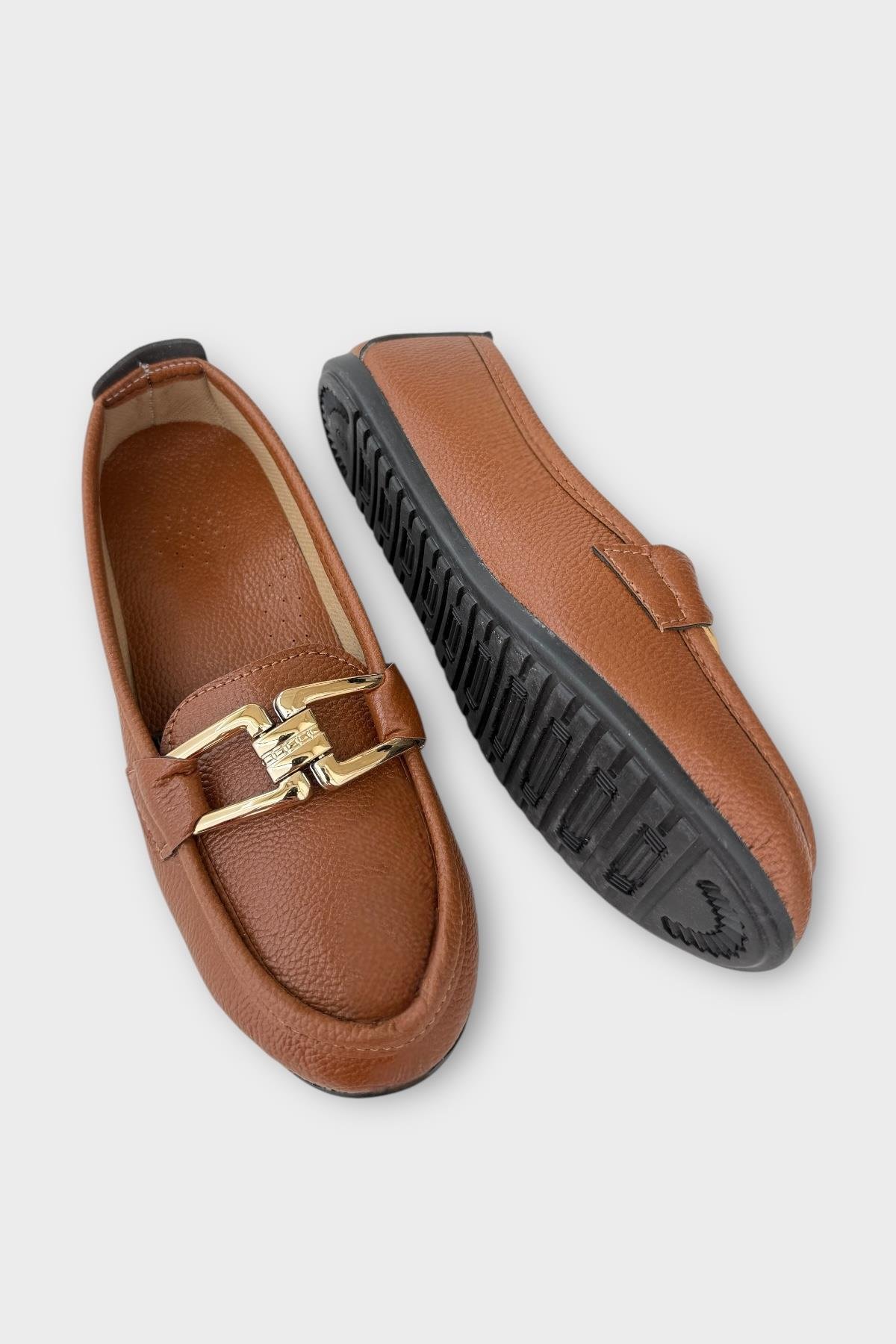 Kadın Tokalı Babet Ayakkabı TABA - Görsel 4