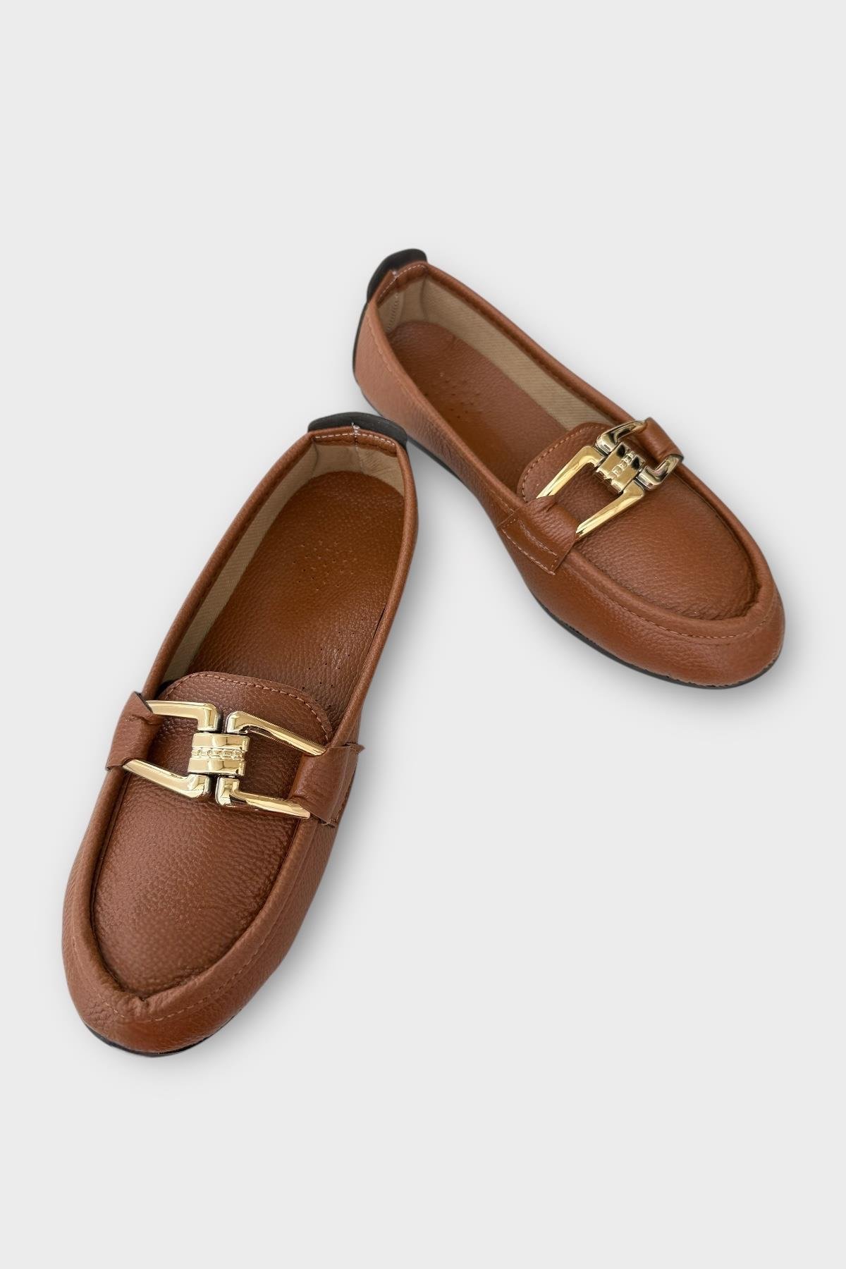 Kadın Tokalı Babet Ayakkabı TABA - Görsel 5