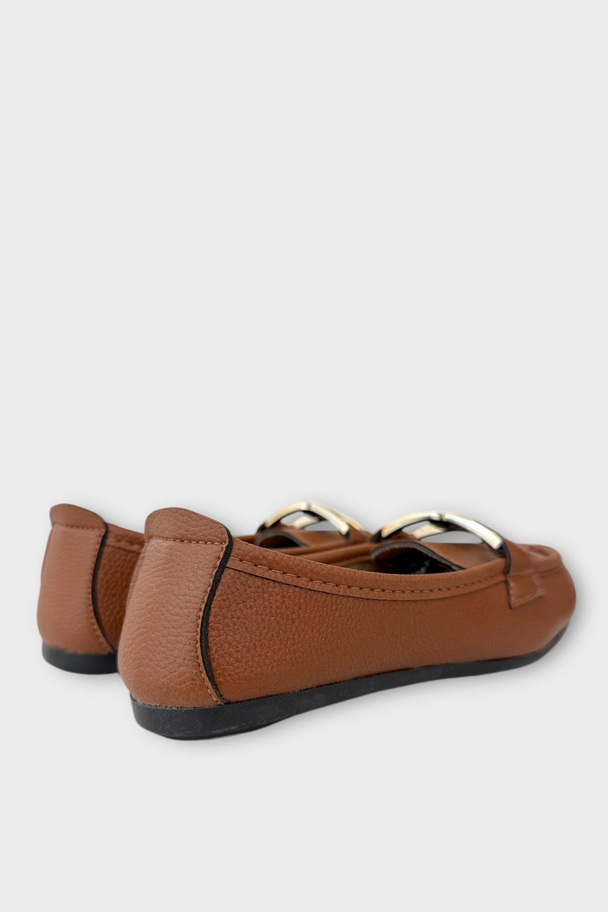 Kadın Tokalı Babet Ayakkabı TABA - Görsel 6