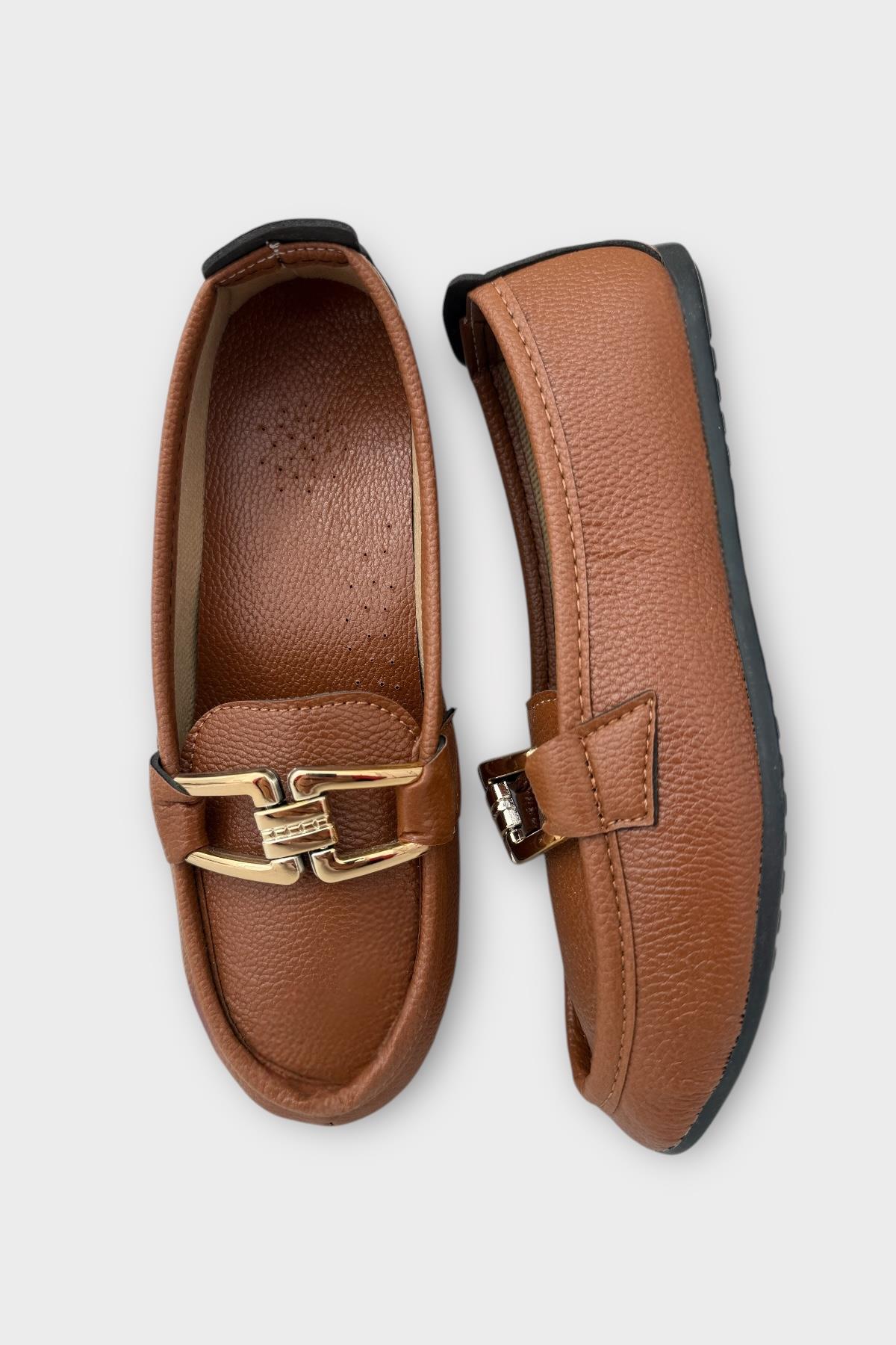 Kadın Tokalı Babet Ayakkabı TABA - Görsel 7