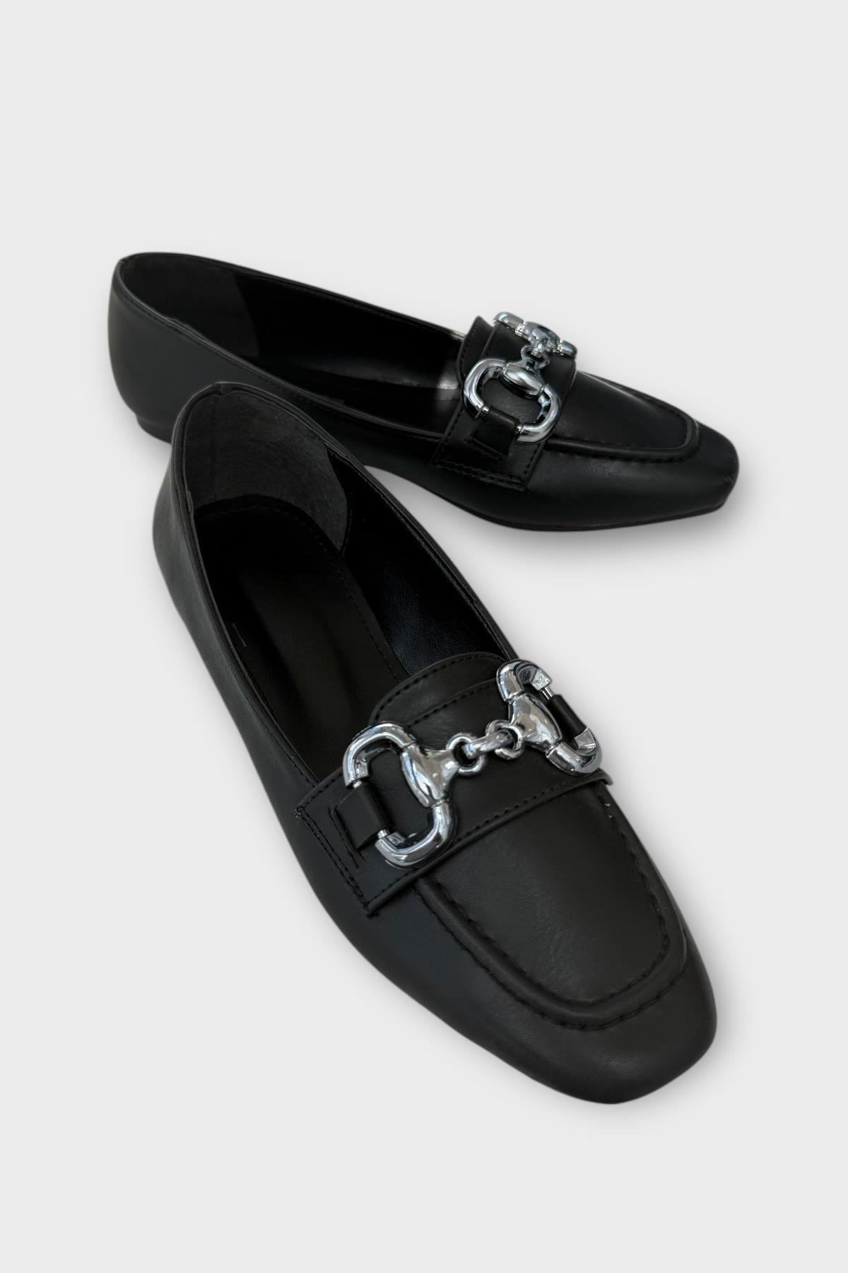 Kadın Tokalı Babet Ayakkabı SİYAH - Görsel 3