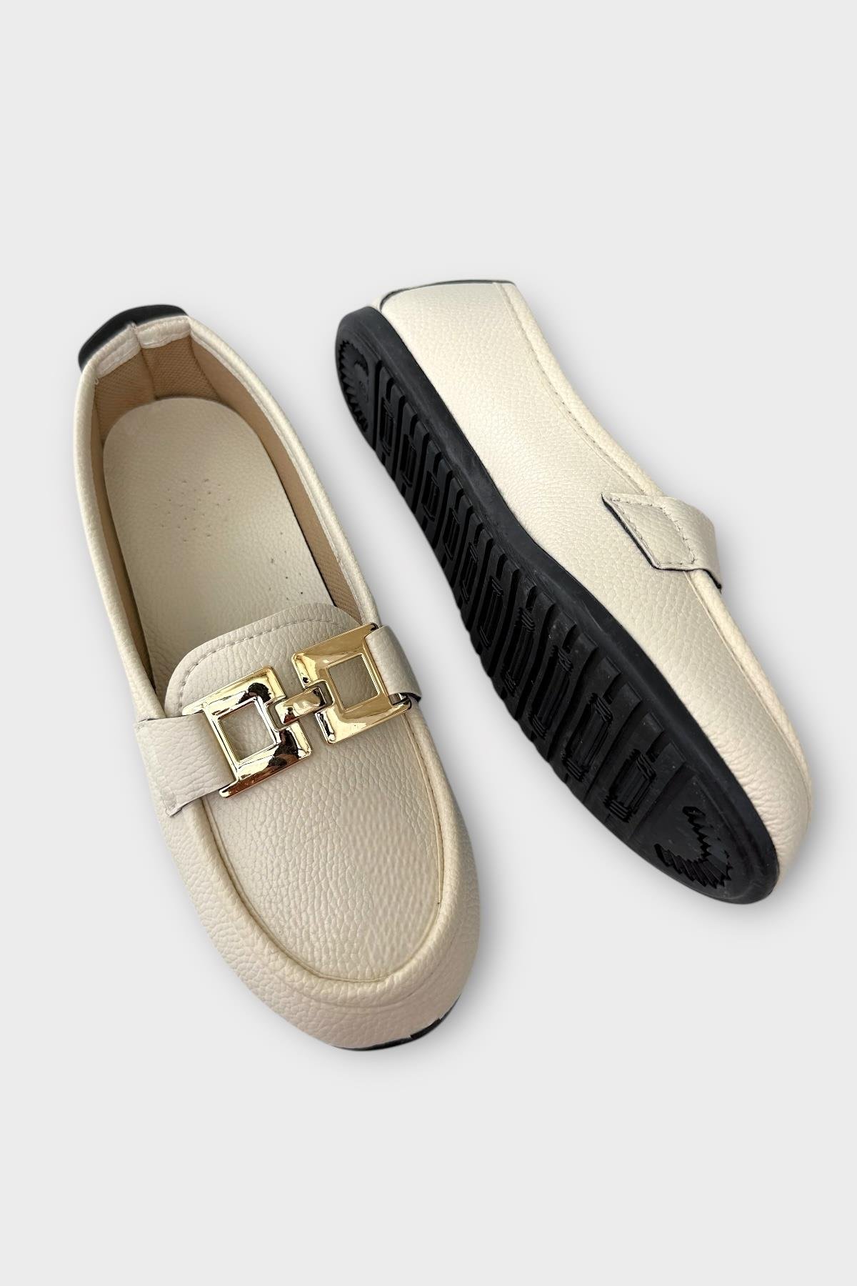 Kadın Tokalı Babet Ayakkabı BEJ - Görsel 5