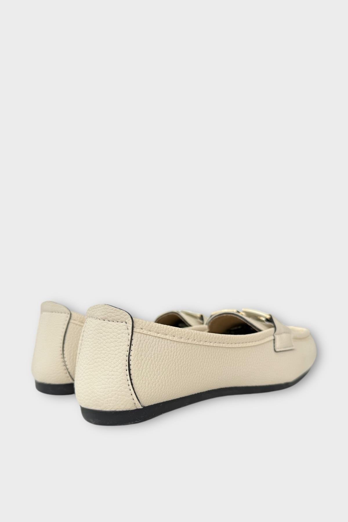 Kadın Tokalı Babet Ayakkabı BEJ - Görsel 6