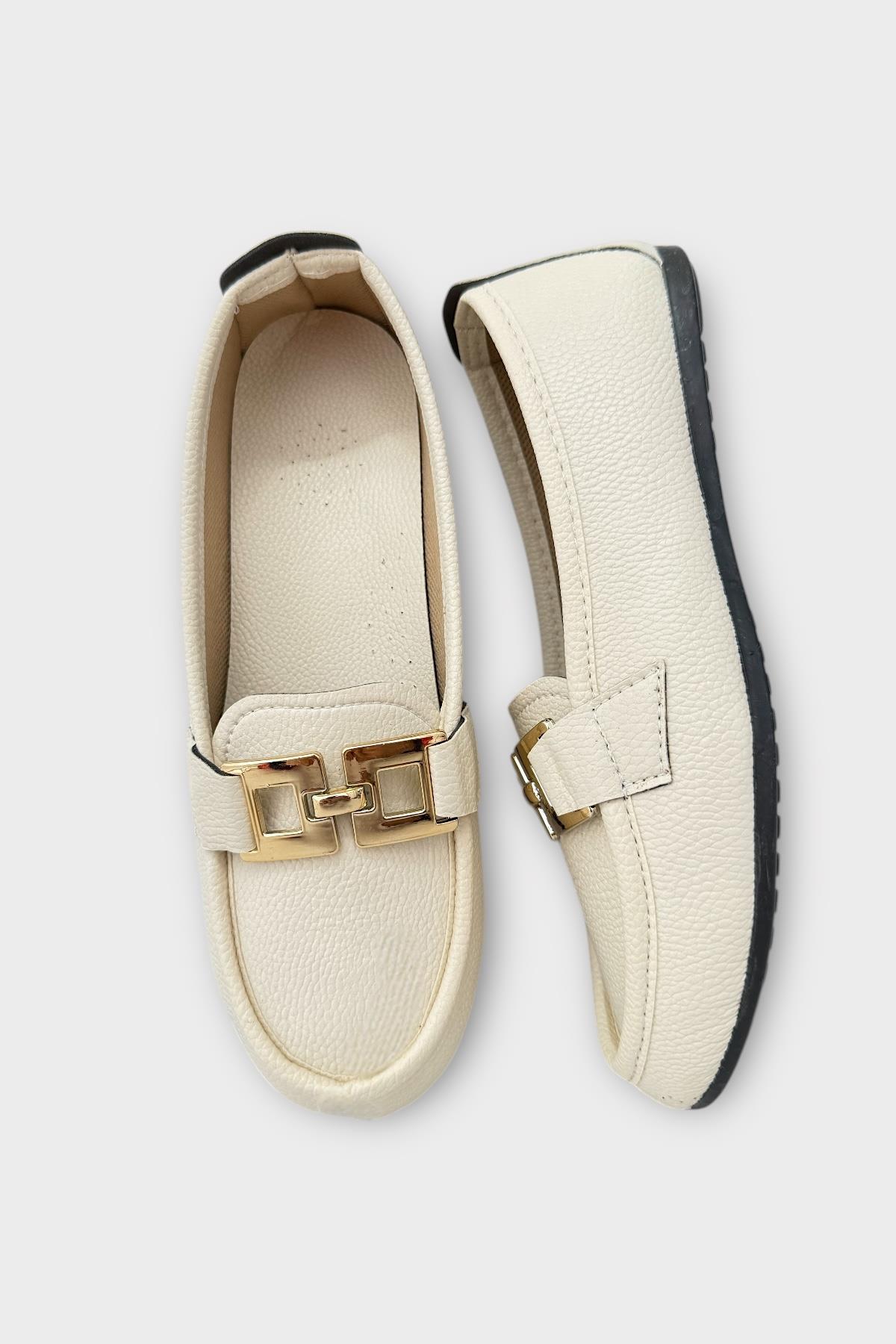 Kadın Tokalı Babet Ayakkabı BEJ - Görsel 7