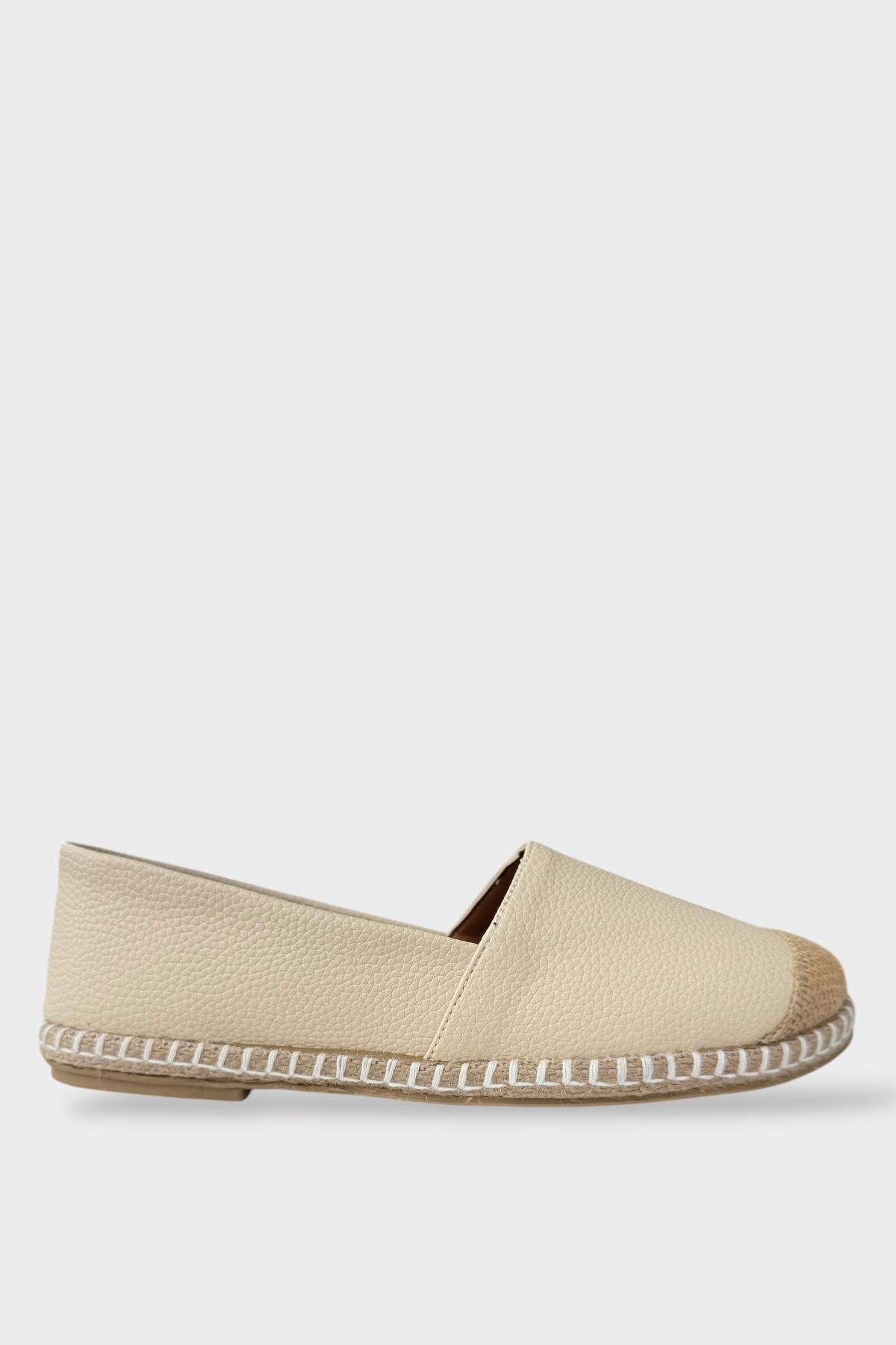 Kadın Espadril Babet Ayakkabı KREM - Görsel 2