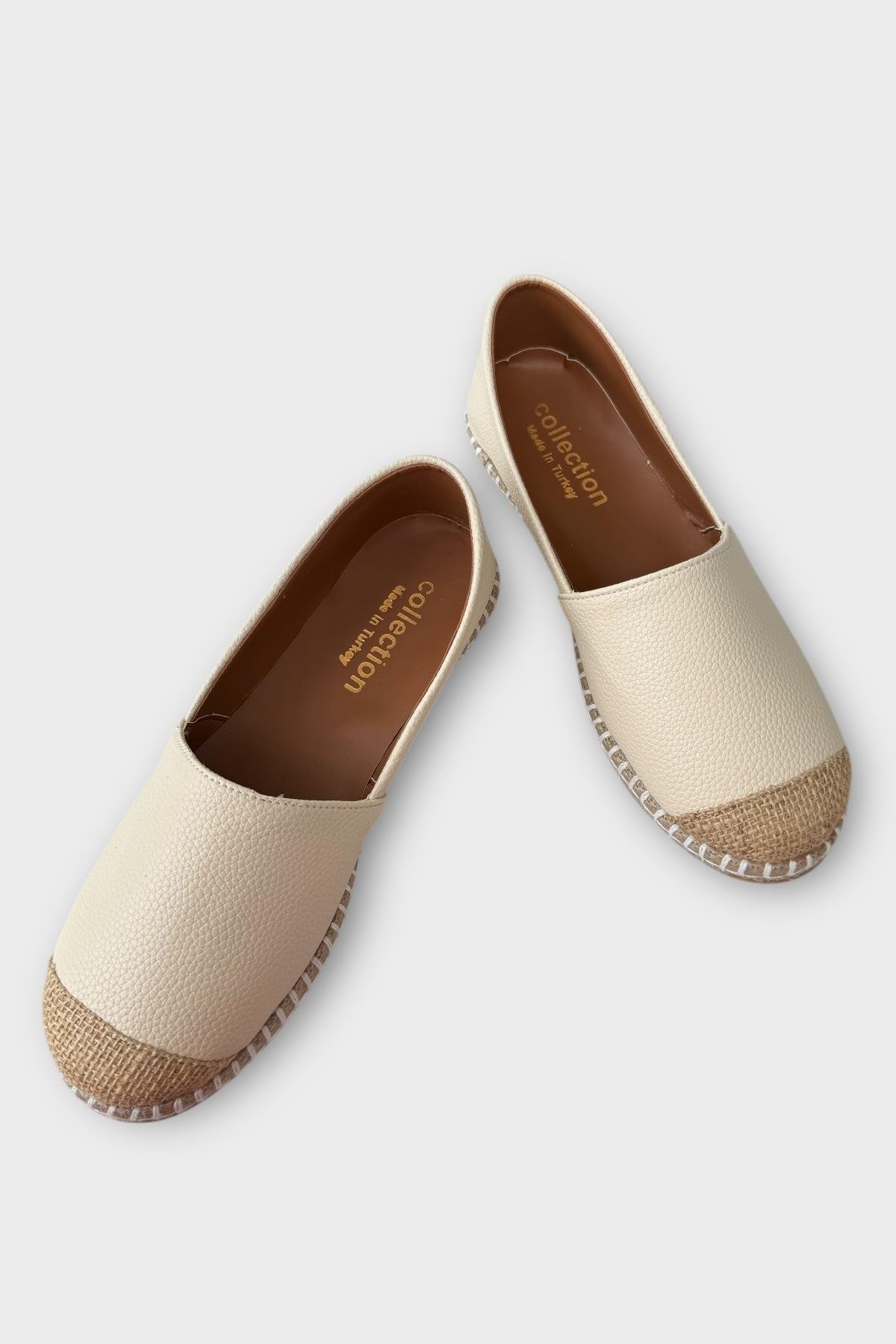 Kadın Espadril Babet Ayakkabı KREM - Görsel 4