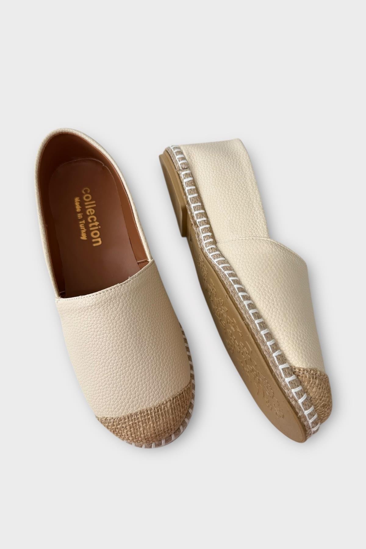 Kadın Espadril Babet Ayakkabı KREM - Görsel 5
