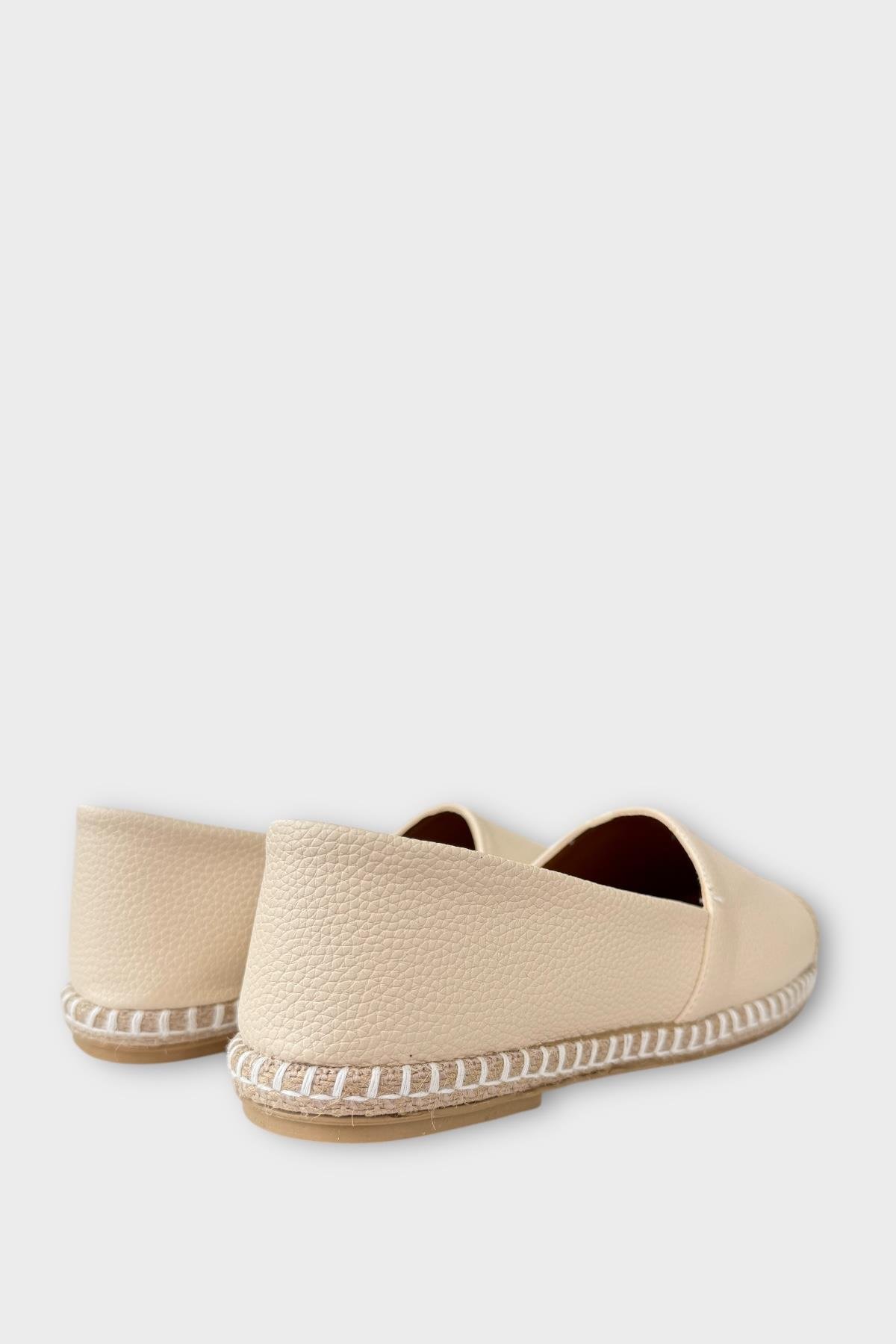 Kadın Espadril Babet Ayakkabı KREM - Görsel 6