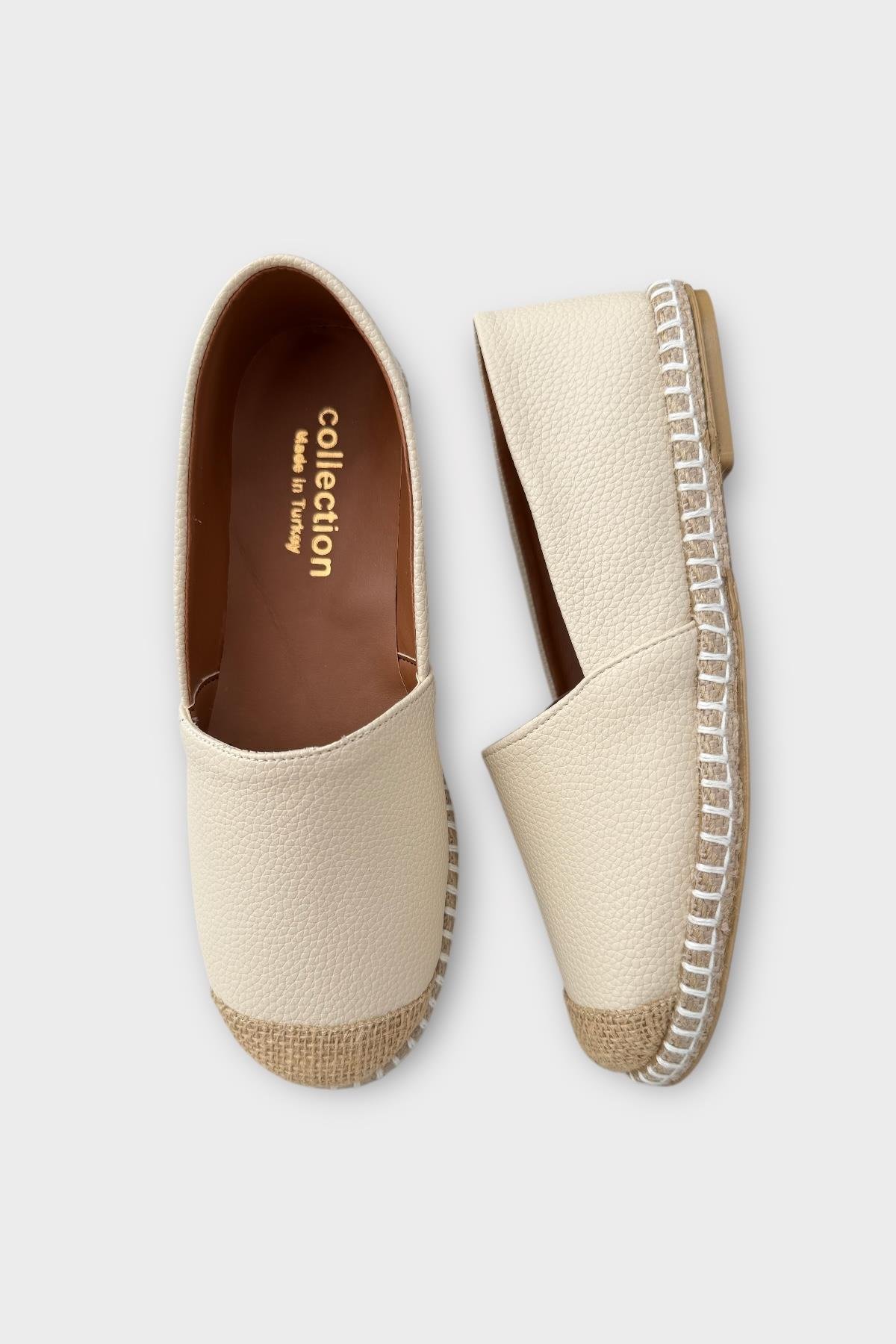 Kadın Espadril Babet Ayakkabı KREM - Görsel 7