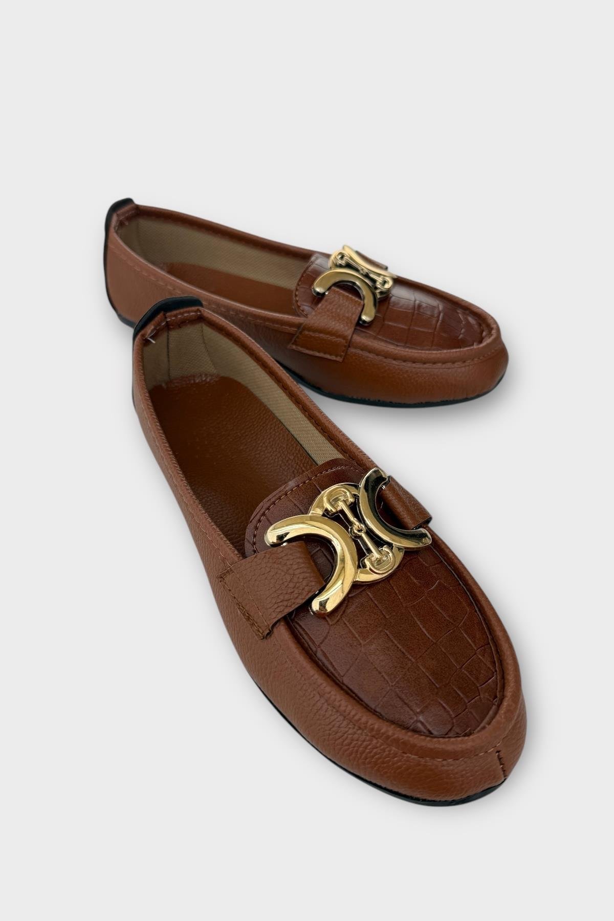 Kadın Tokalı Babet Ayakkabı TABA - Görsel 3