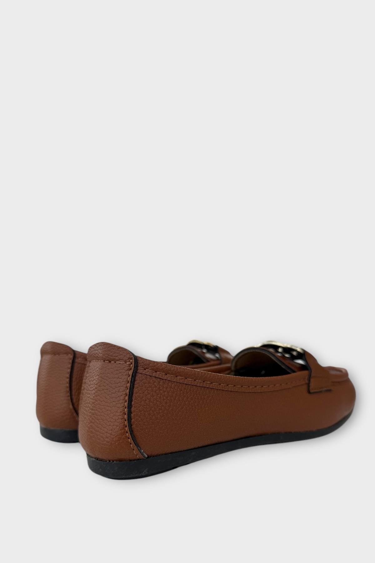 Kadın Tokalı Babet Ayakkabı TABA - Görsel 6