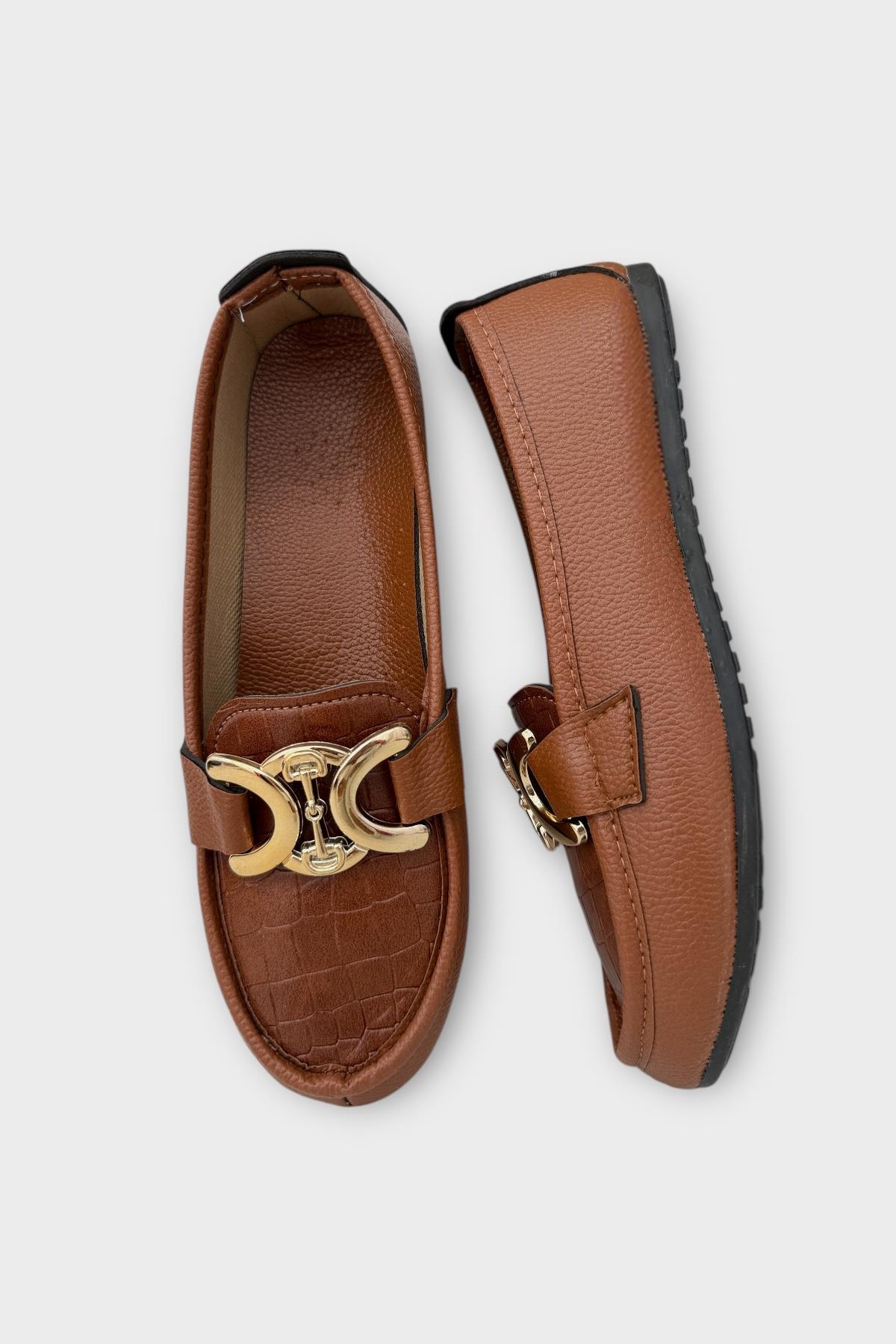 Kadın Tokalı Babet Ayakkabı TABA - Görsel 7