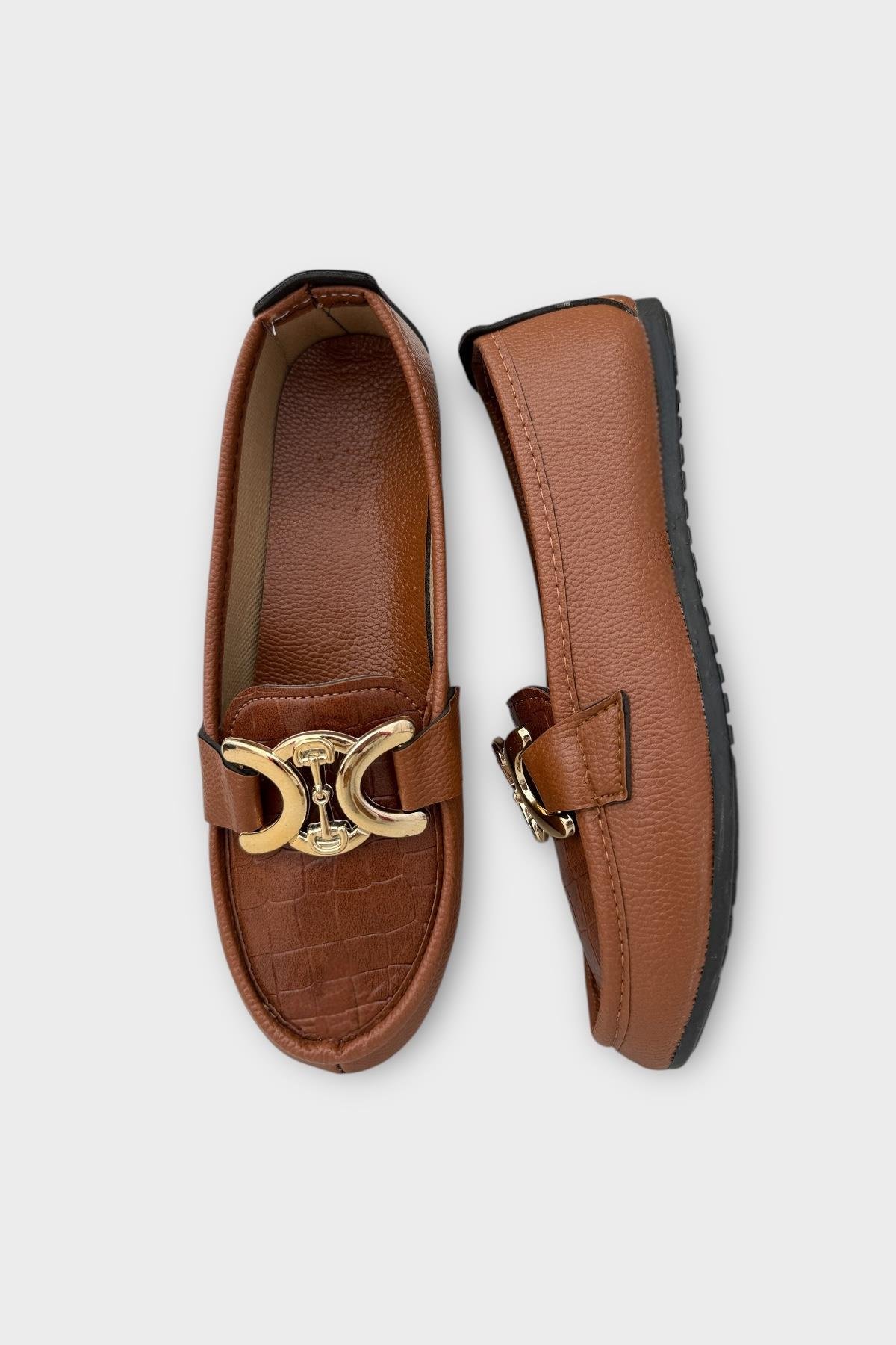 Kadın Tokalı Babet Ayakkabı TABA - Görsel 8