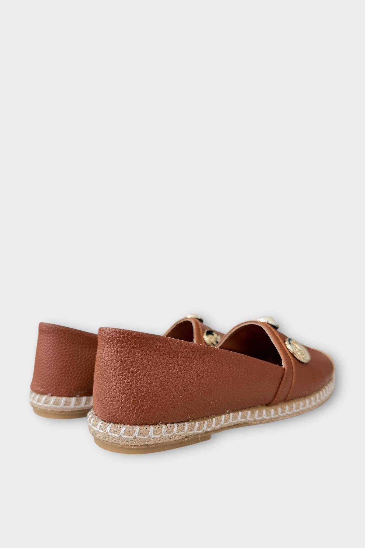 Kadın Espadril Tokalı Babet Ayakkabı TABA - Görsel 6