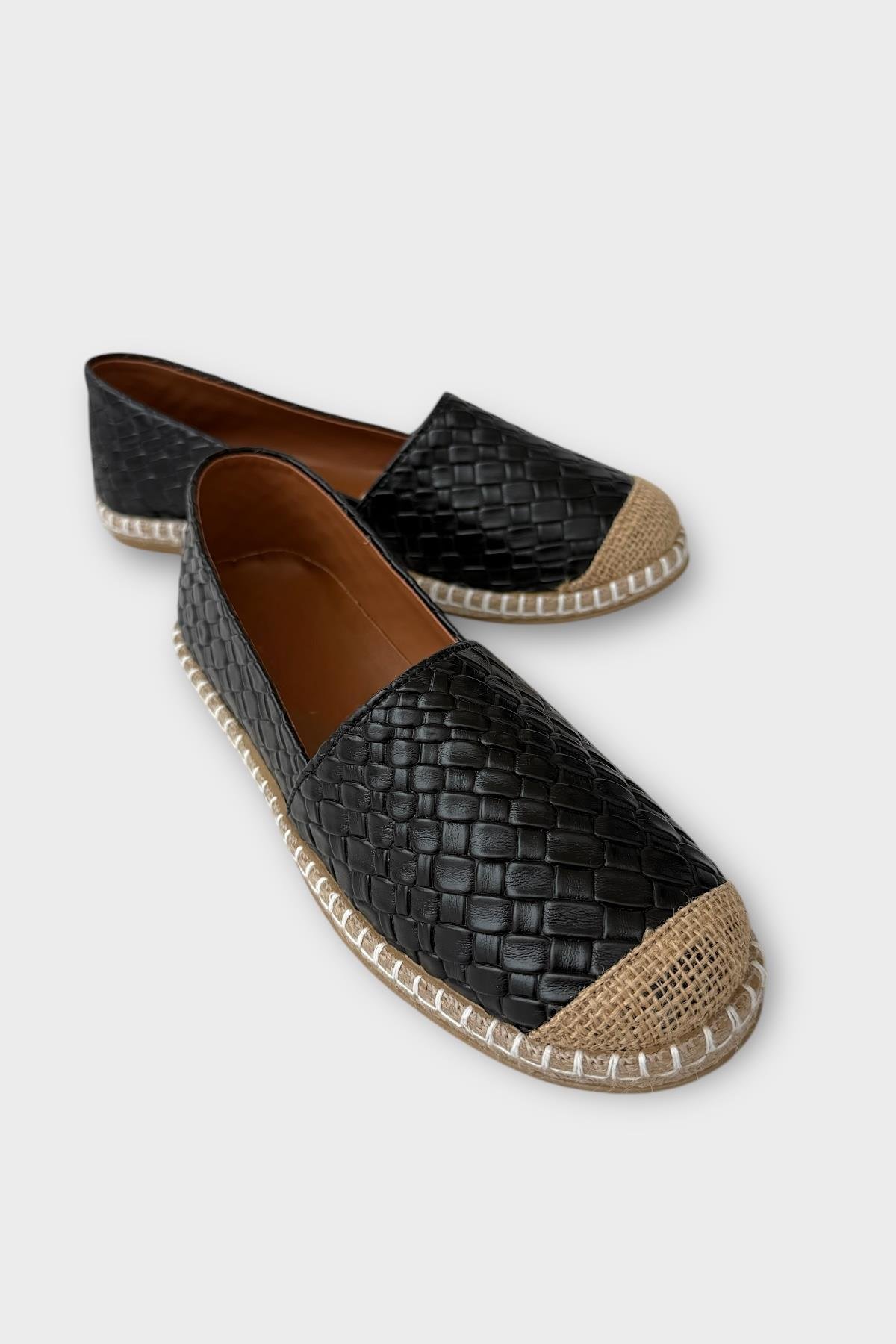 Kadın Espadril Desenli Babet Ayakkabı SİYAH - Görsel 3