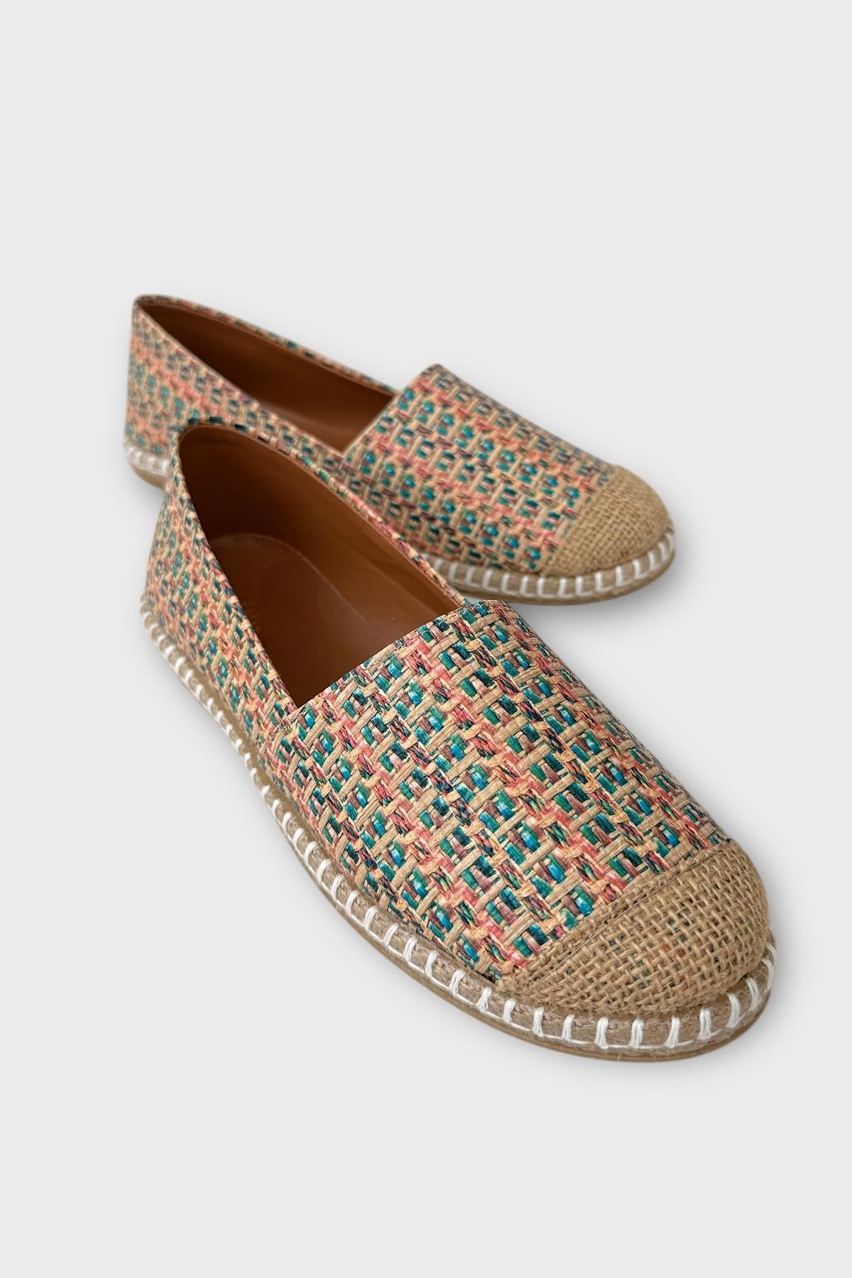 Kadın Espadril Desenli Babet Ayakkabı BEJ - Görsel 3