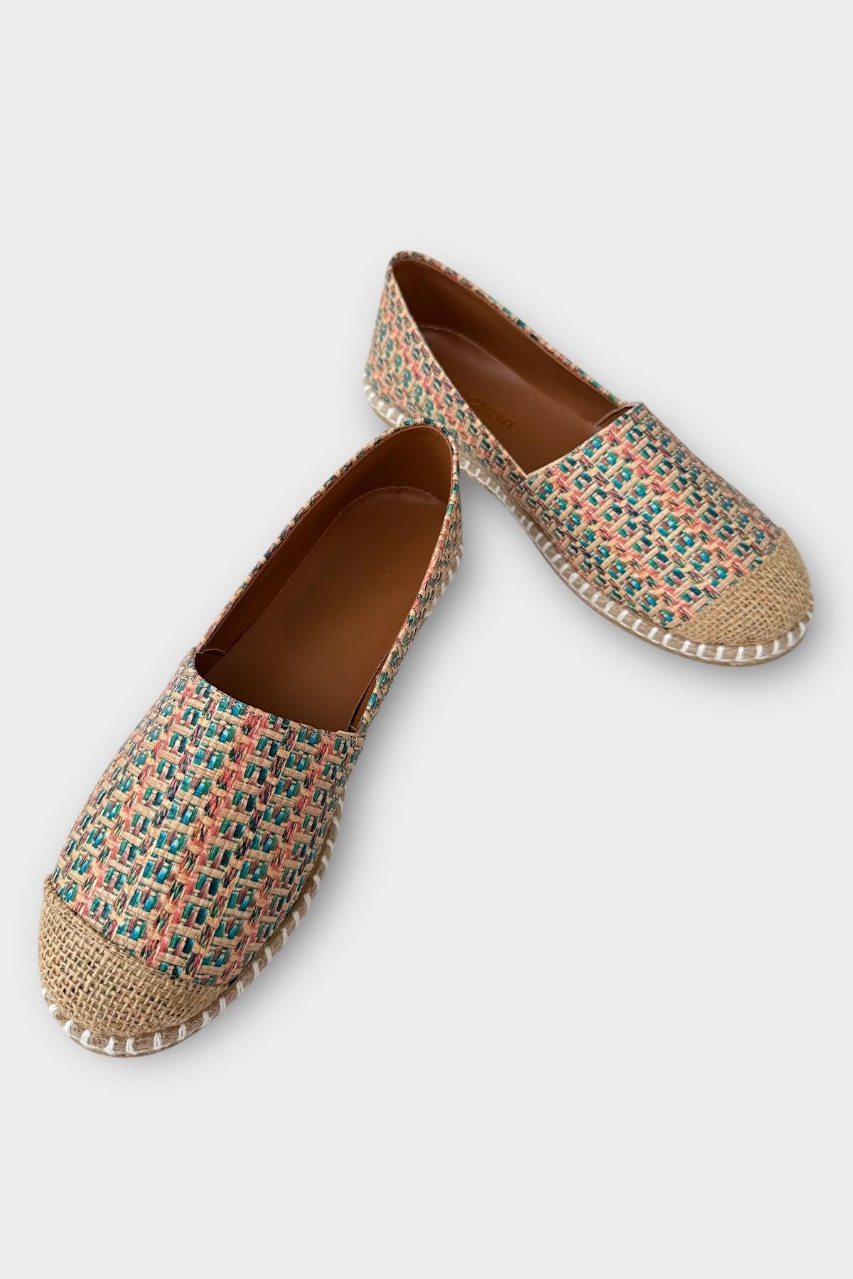 Kadın Espadril Desenli Babet Ayakkabı BEJ - Görsel 4