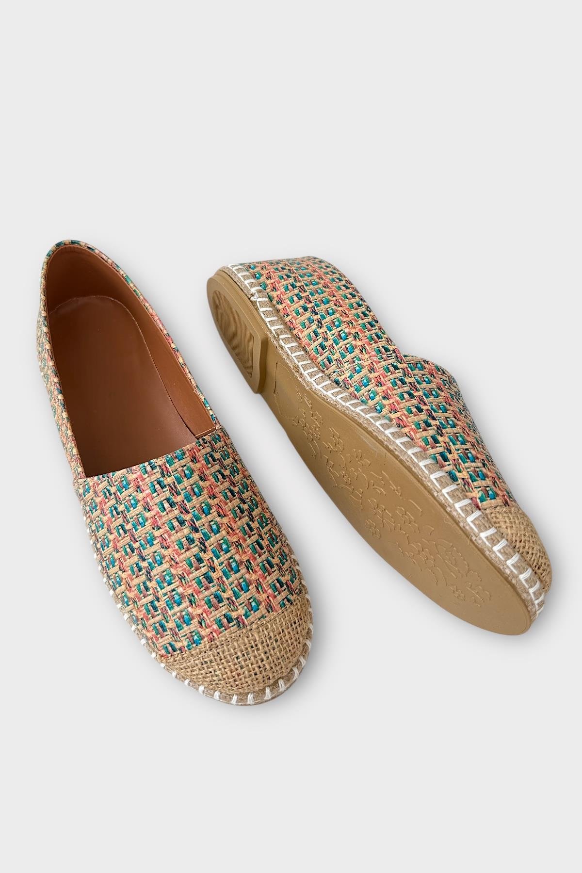 Kadın Espadril Desenli Babet Ayakkabı BEJ - Görsel 5