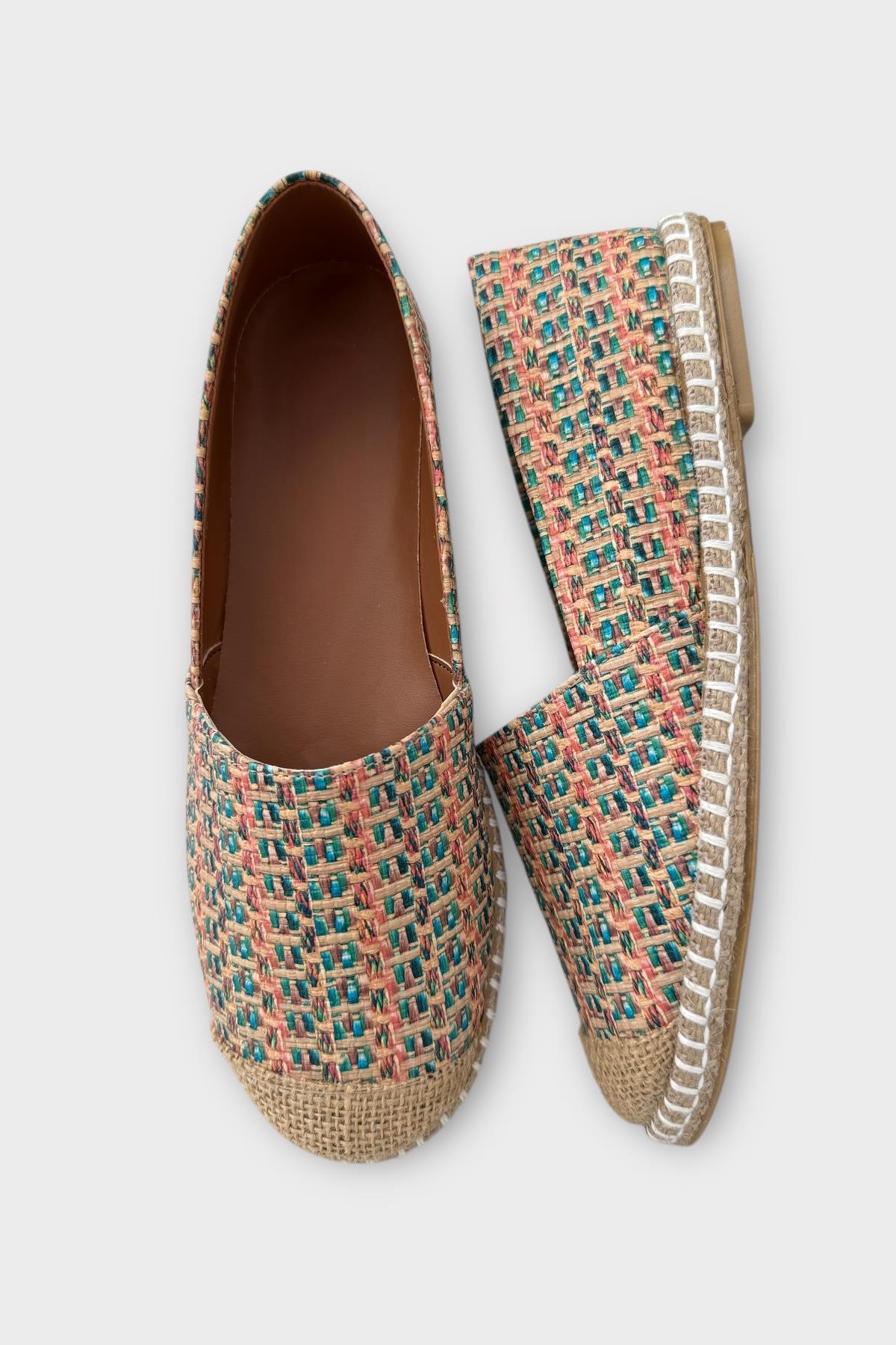 Kadın Espadril Desenli Babet Ayakkabı BEJ - Görsel 7