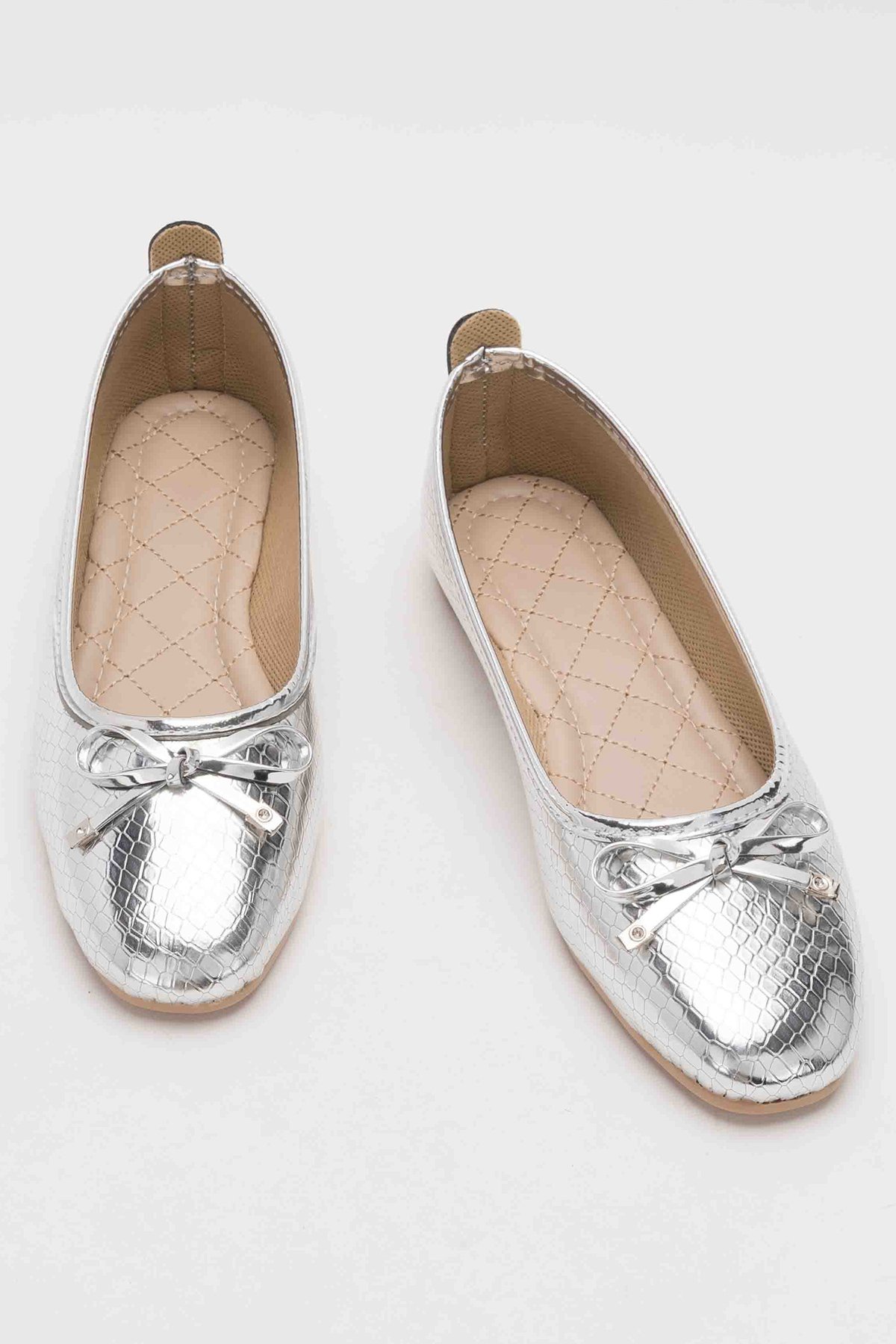 Fiyonklu Günlük Kadın Babet Ayakkabı GÜMÜŞ - Görsel 7