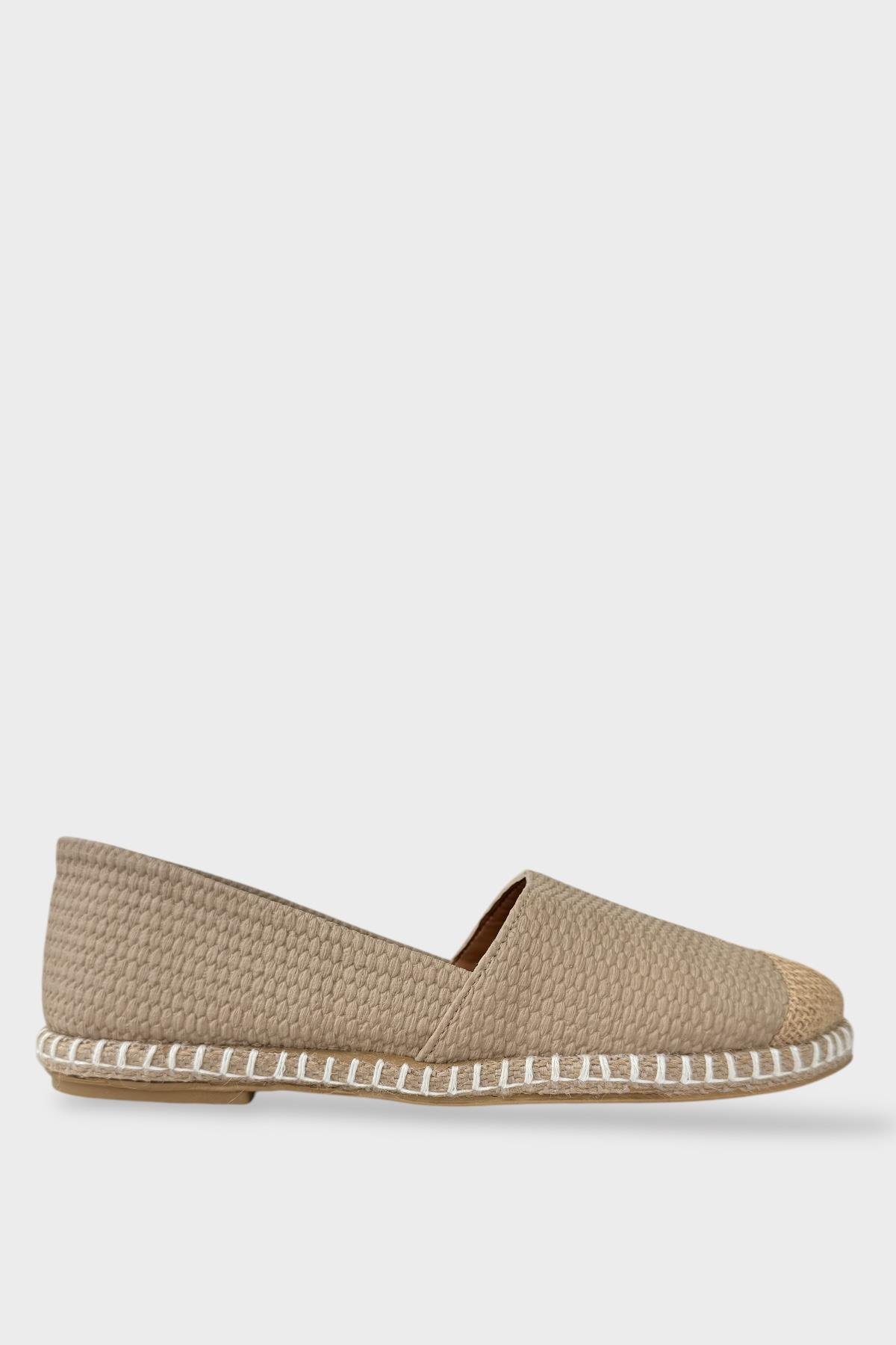 Kadın Espadril Babet Ayakkabı KREM - Görsel 2