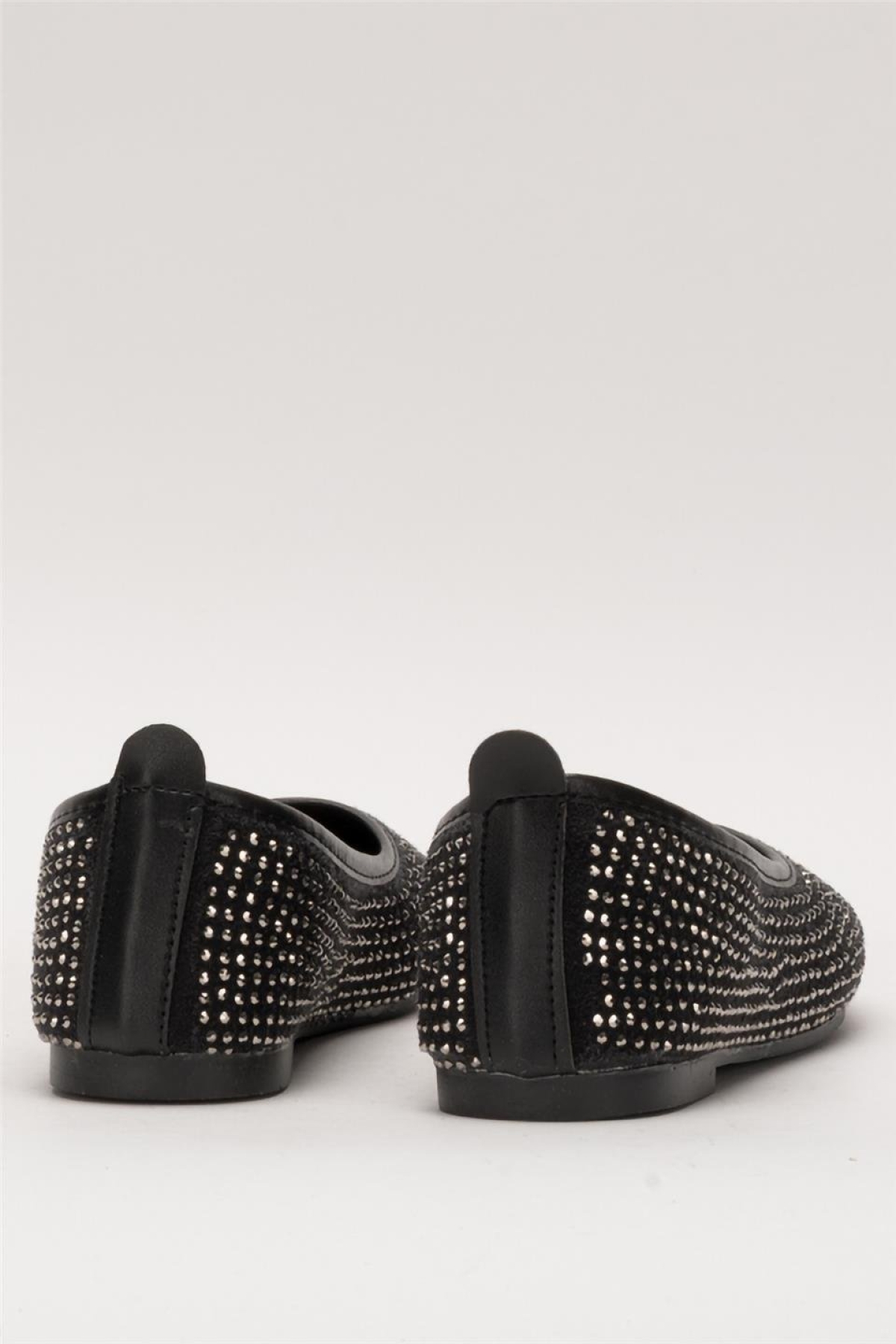 Kadın Taş Detay Şık Günlük Babet Ayakkabı SİYAH - GÜMÜŞ - Görsel 5
