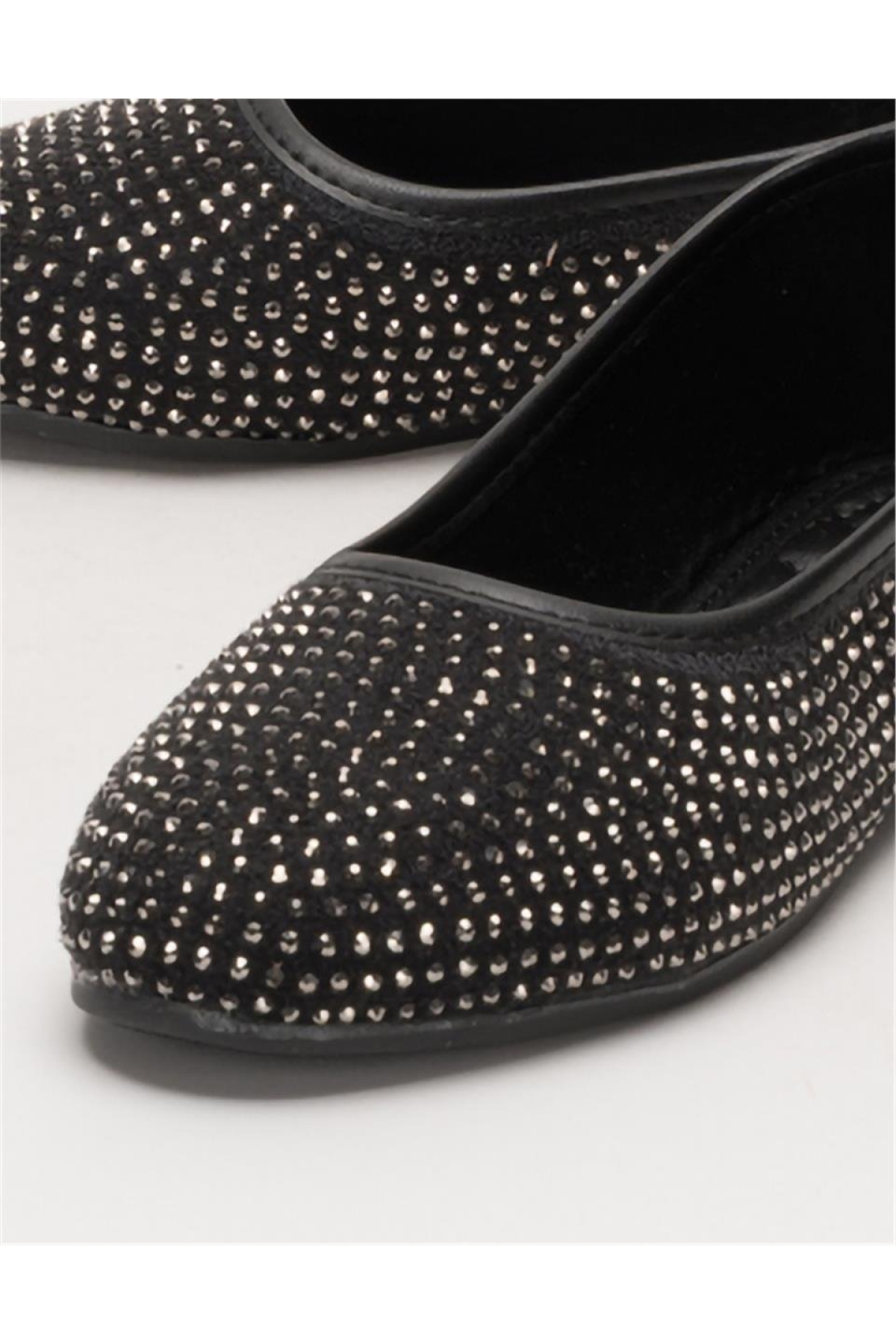 Kadın Taş Detay Şık Günlük Babet Ayakkabı SİYAH - GÜMÜŞ - Görsel 6