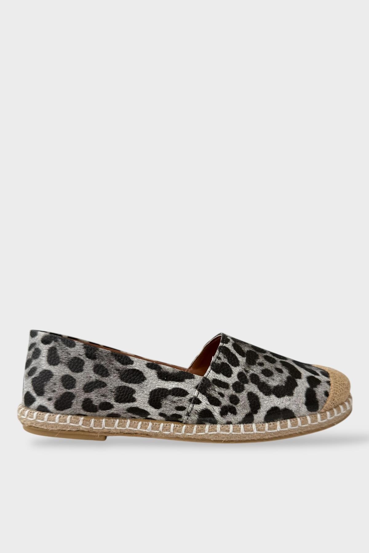 Kadın Espadril Desenli Babet Ayakkabı SİYAH - BEYAZ - Görsel 2