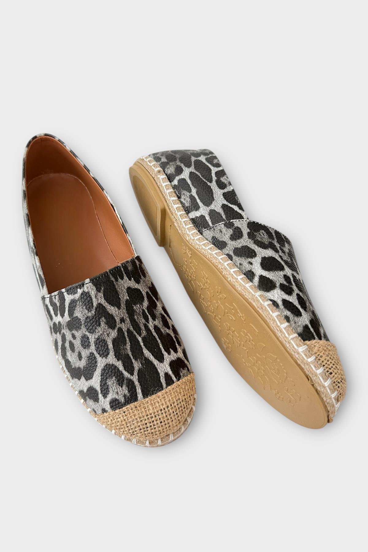 Kadın Espadril Desenli Babet Ayakkabı SİYAH - BEYAZ - Görsel 5