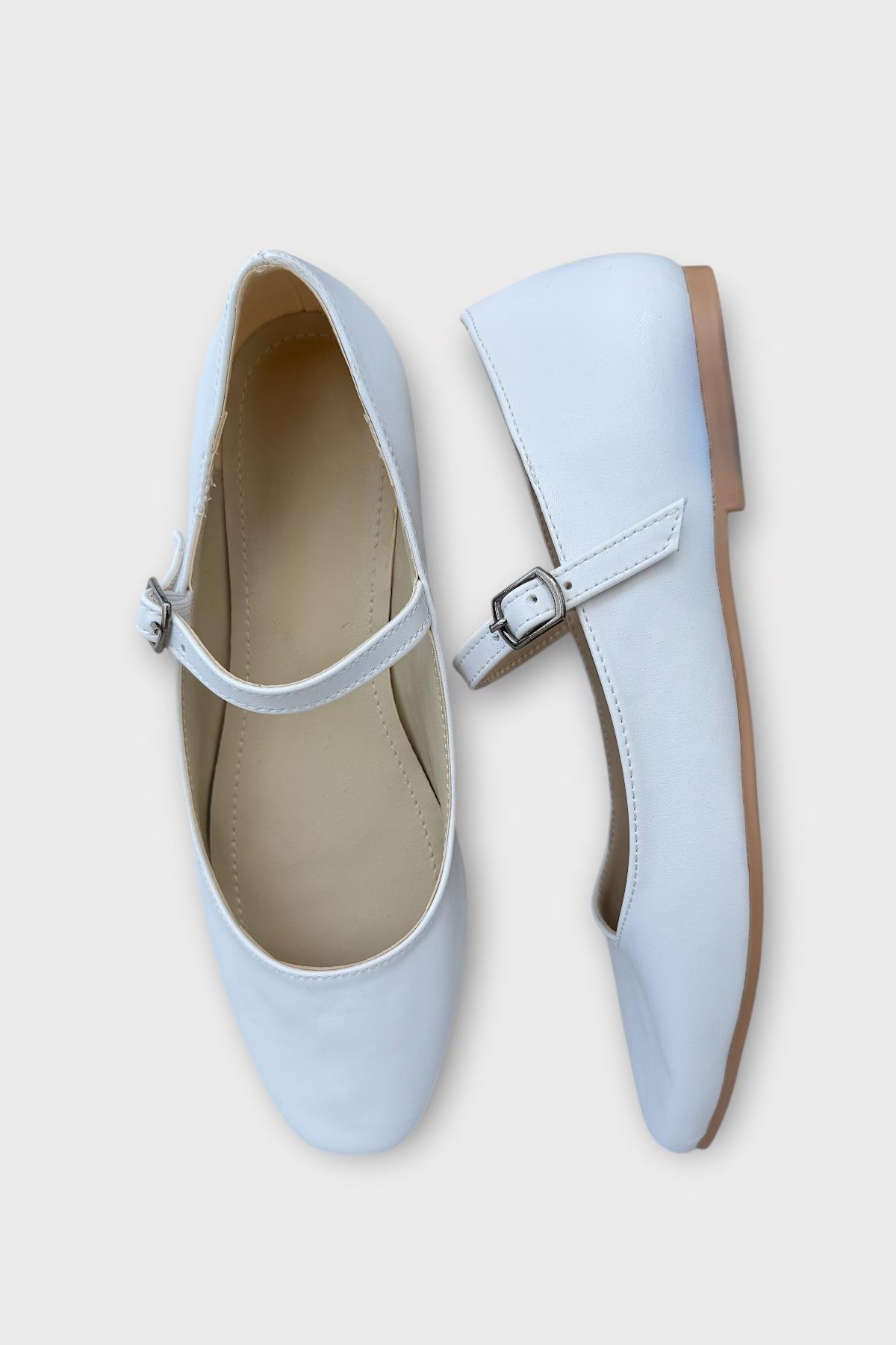 Kadın Kemer Detay Babet Ayakkabı BEYAZ - Görsel 5