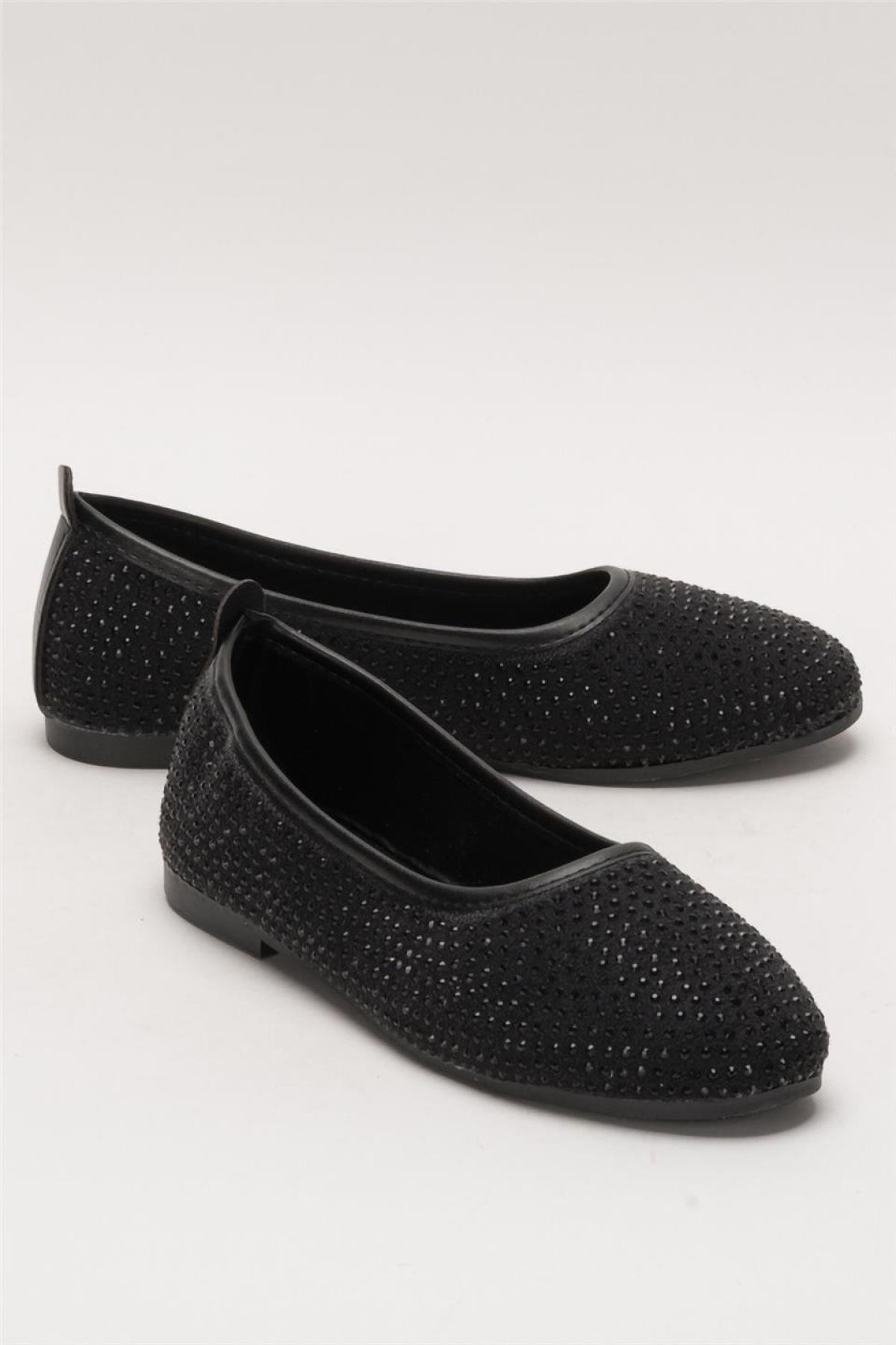 Kadın Taş Detay Şık Günlük Babet Ayakkabı SİYAH - Görsel 3
