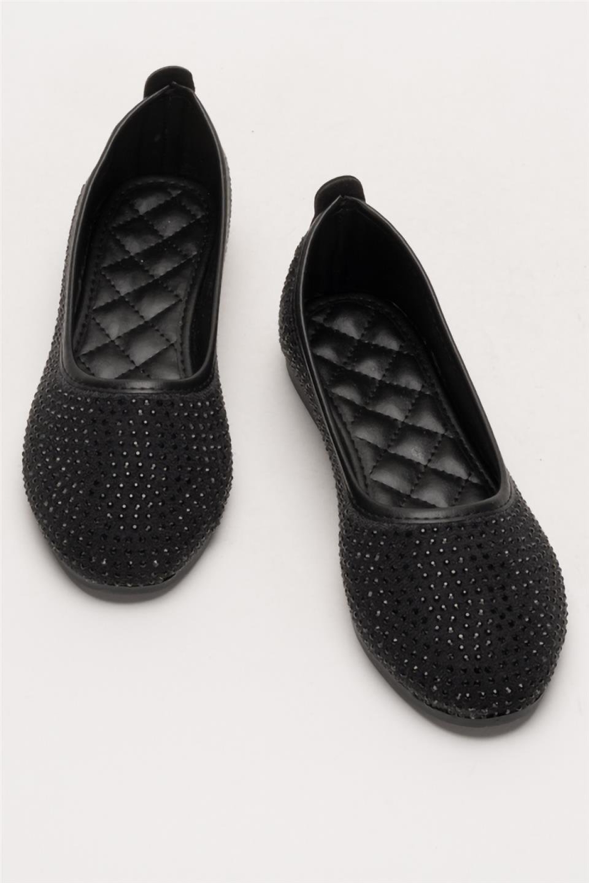 Kadın Taş Detay Şık Günlük Babet Ayakkabı SİYAH - Görsel 7